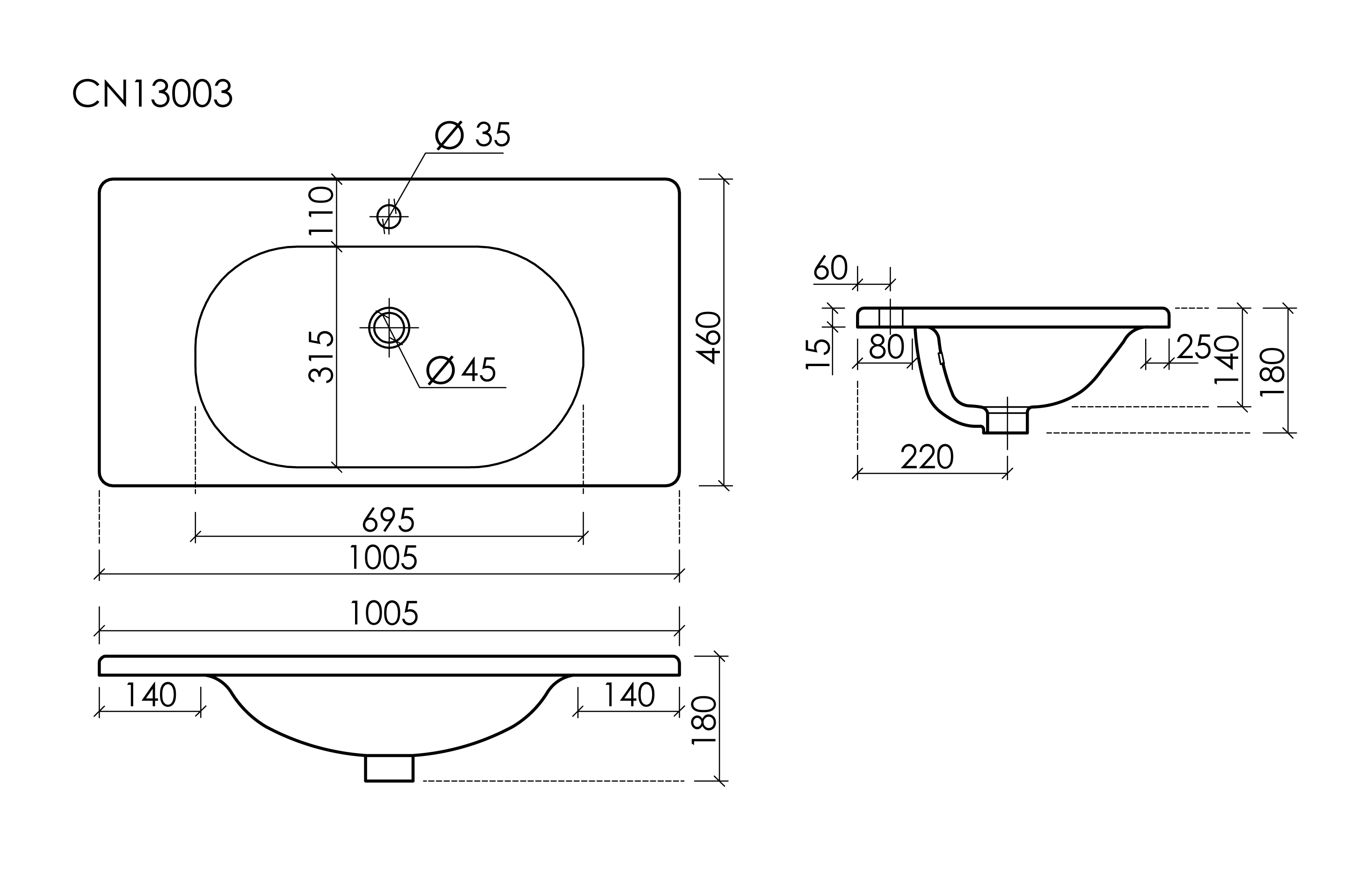 Раковина накладная Sabo CN13003MB