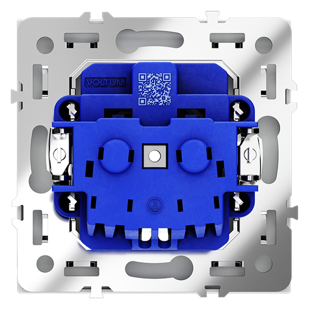 Розетка встраиваемая VOLTUM S70 с заземлением и защитными шторками, 16А, (белый матовый)