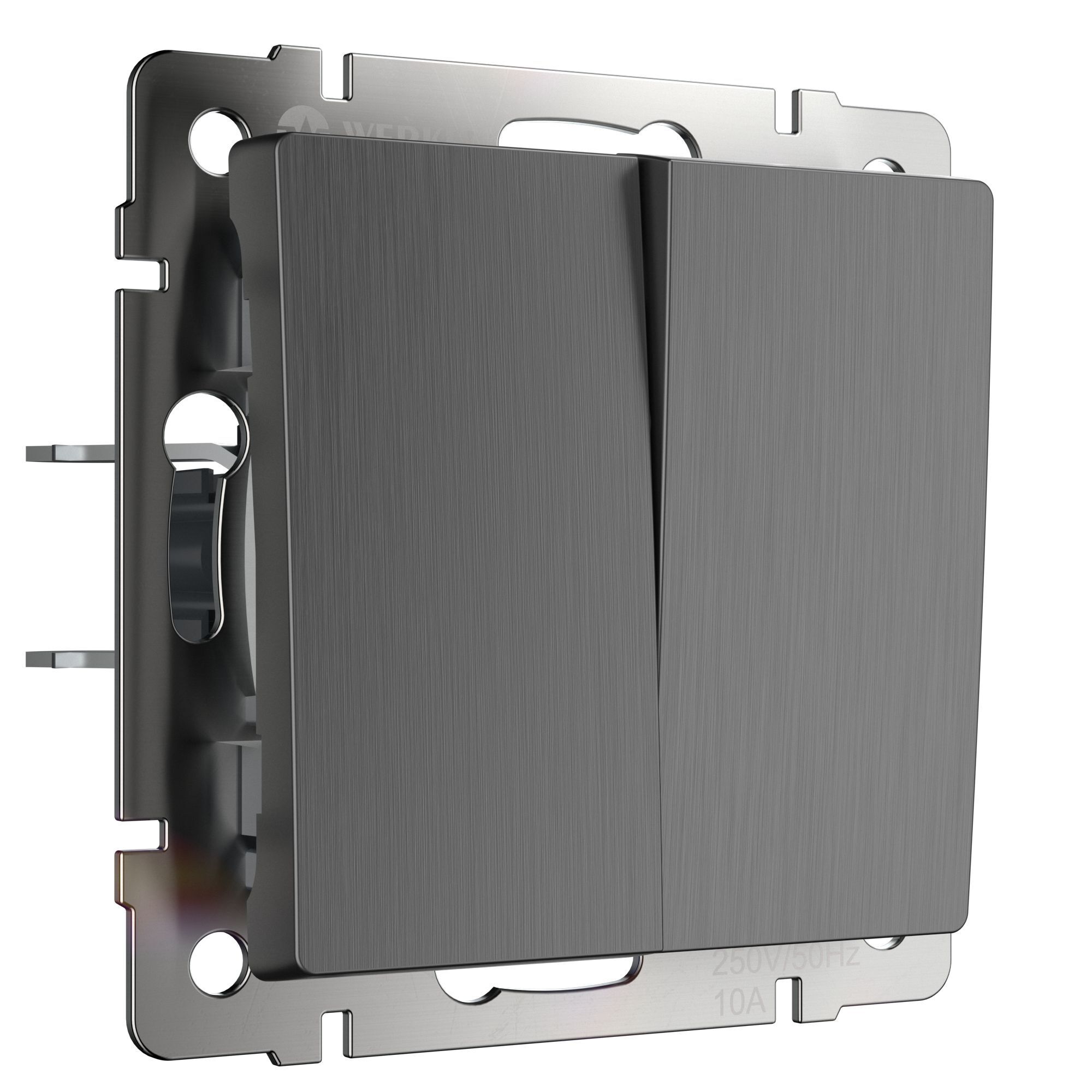 Выключатель двухклавишный проходной (графит рифленый) Werkel