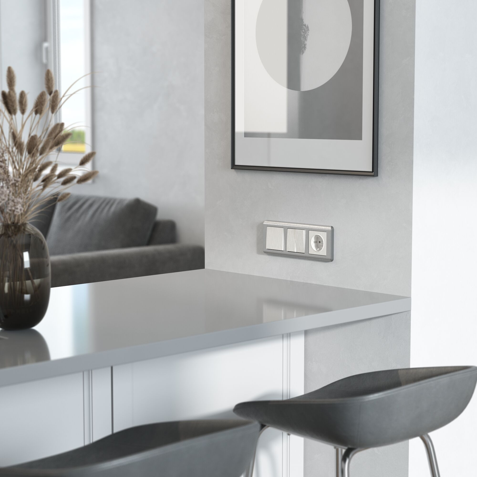 Розетка с заземлением (перламутровый рифленый) Werkel