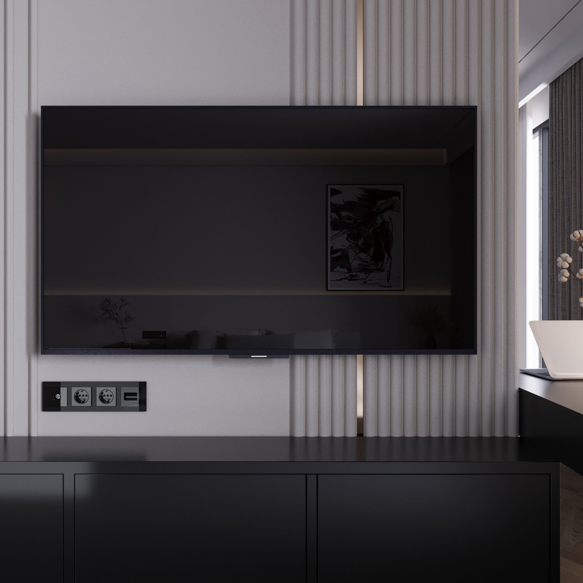 ТВ-розетка оконечная (черный акрил) Werkel