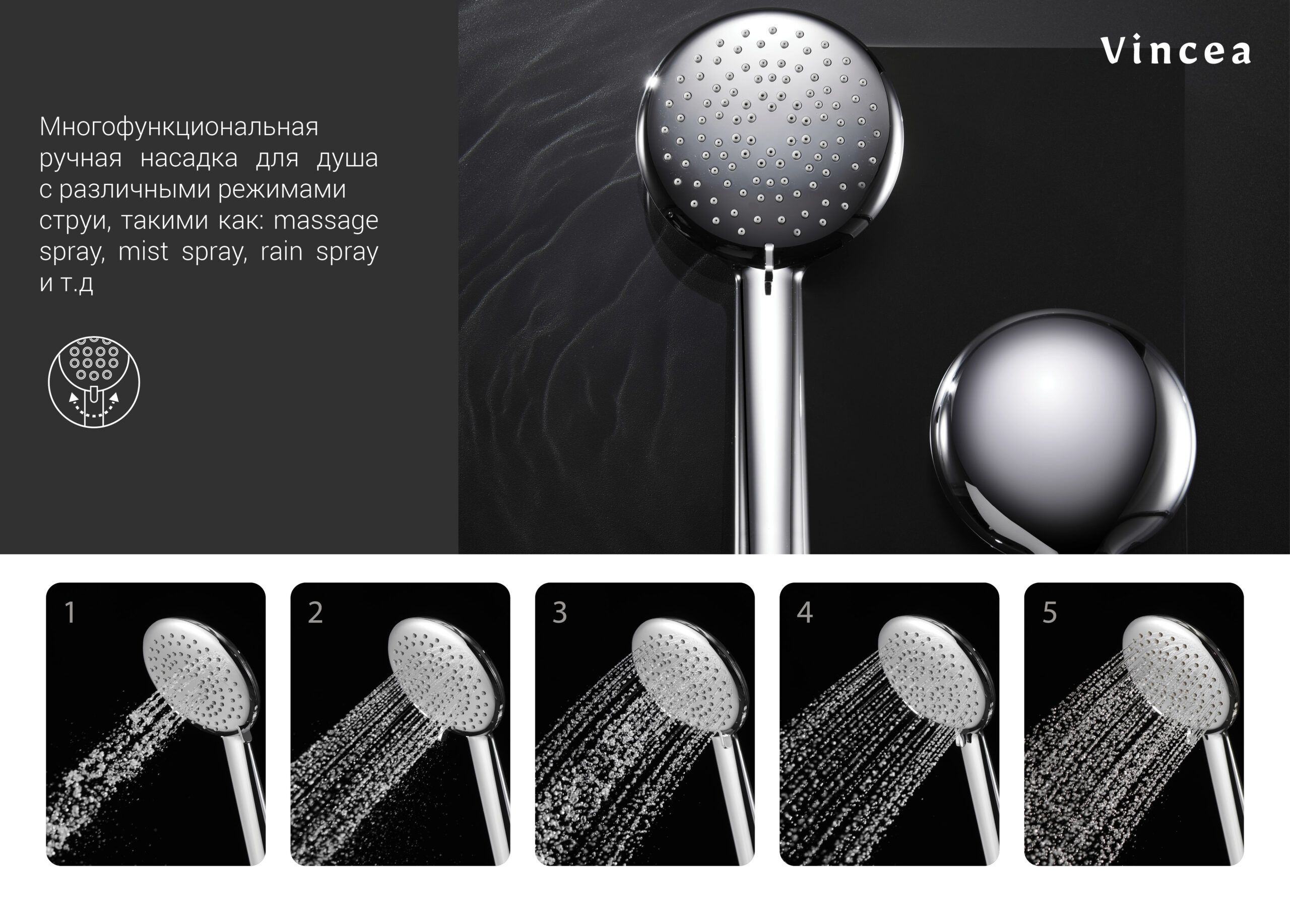 Душевая стойка Vincea Esse VSFS-1E1TMB настенная цвет черный