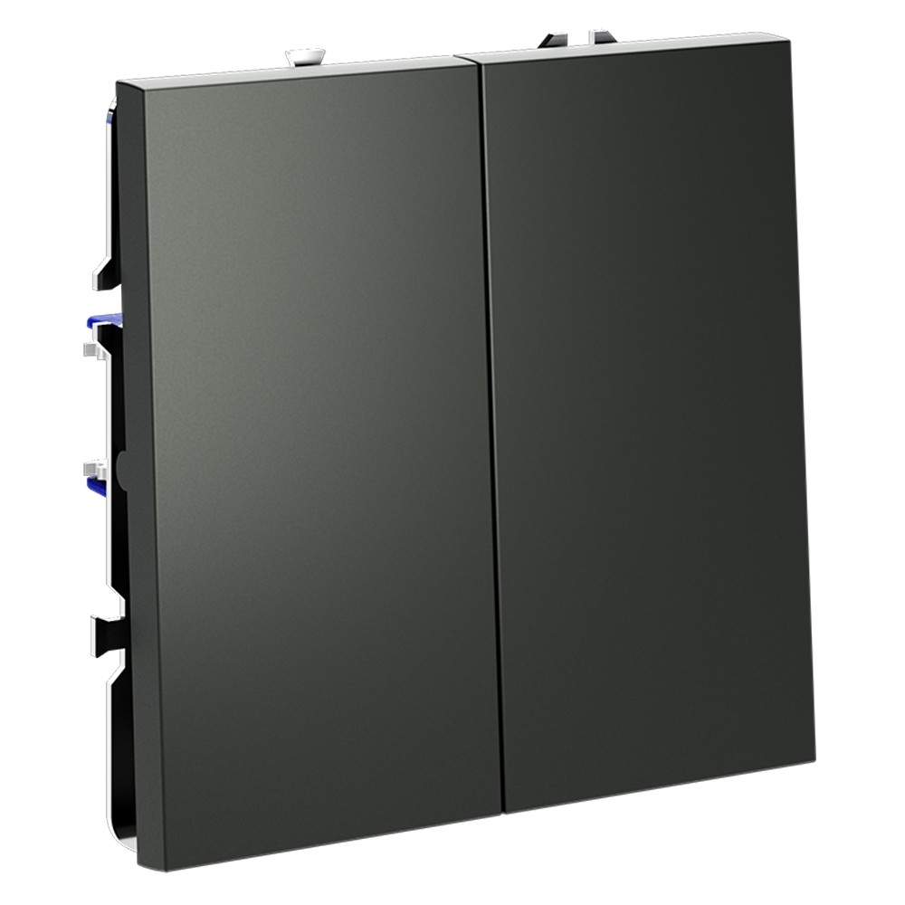 Выключатель встраиваемый VOLTUM S70 двухклавишный 10А, (титан)