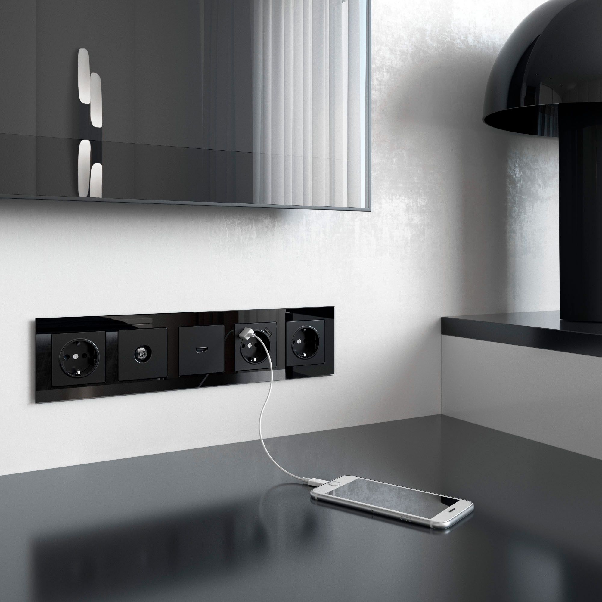 ТВ-розетка проходная (черный матовый) Werkel