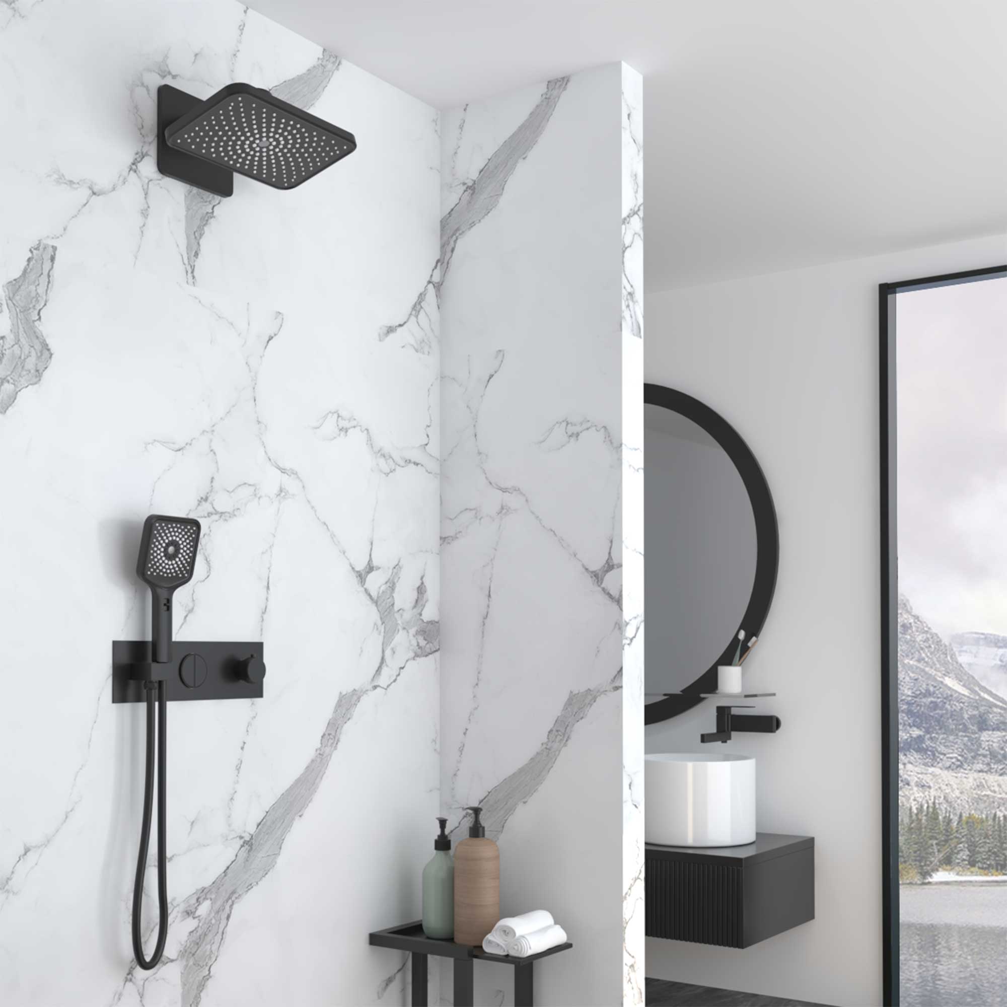 Душевая система Vincea VSFW-422TI4MB встраиваемая в стену цвет черный матовый