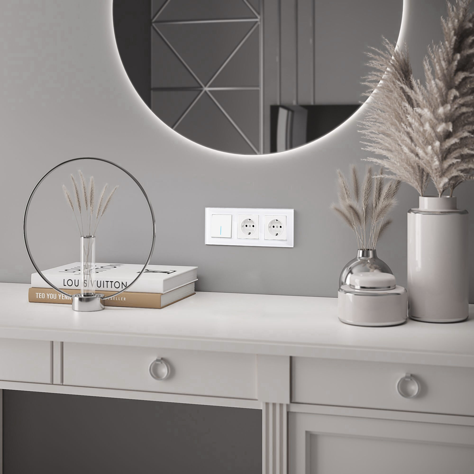 Выключатель одноклавишный с подсветкой (белый глянцевый) Werkel