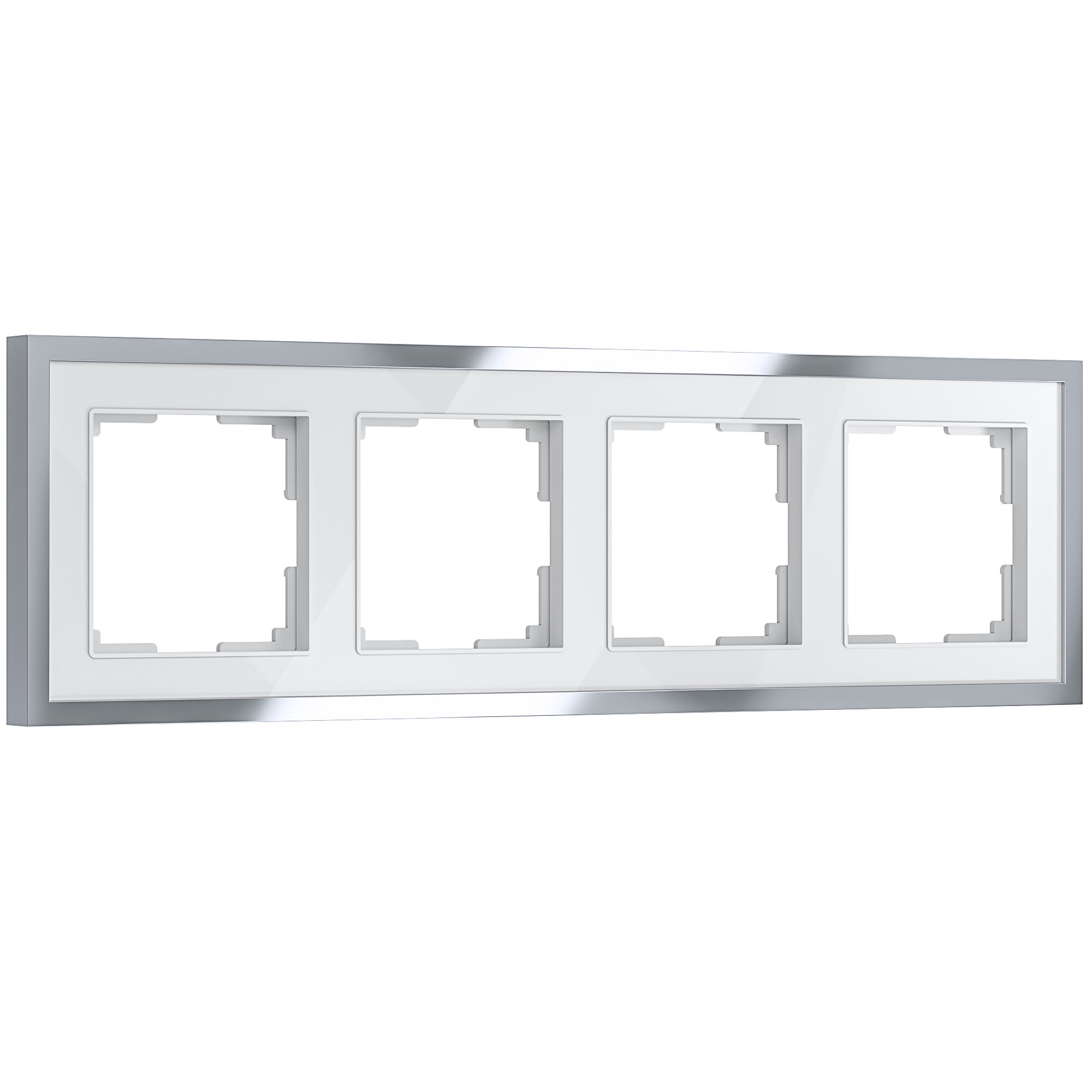 Рамка на 4 поста Baguette (белый/серебро) Werkel