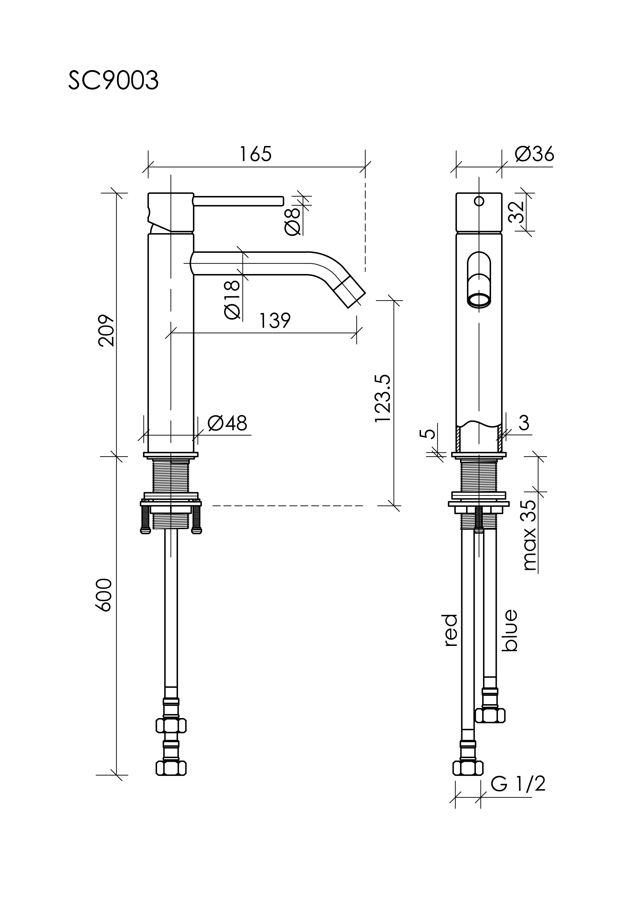 Смеситель для раковины Etna, брашированное золото, PVD покрытие SC9003BG