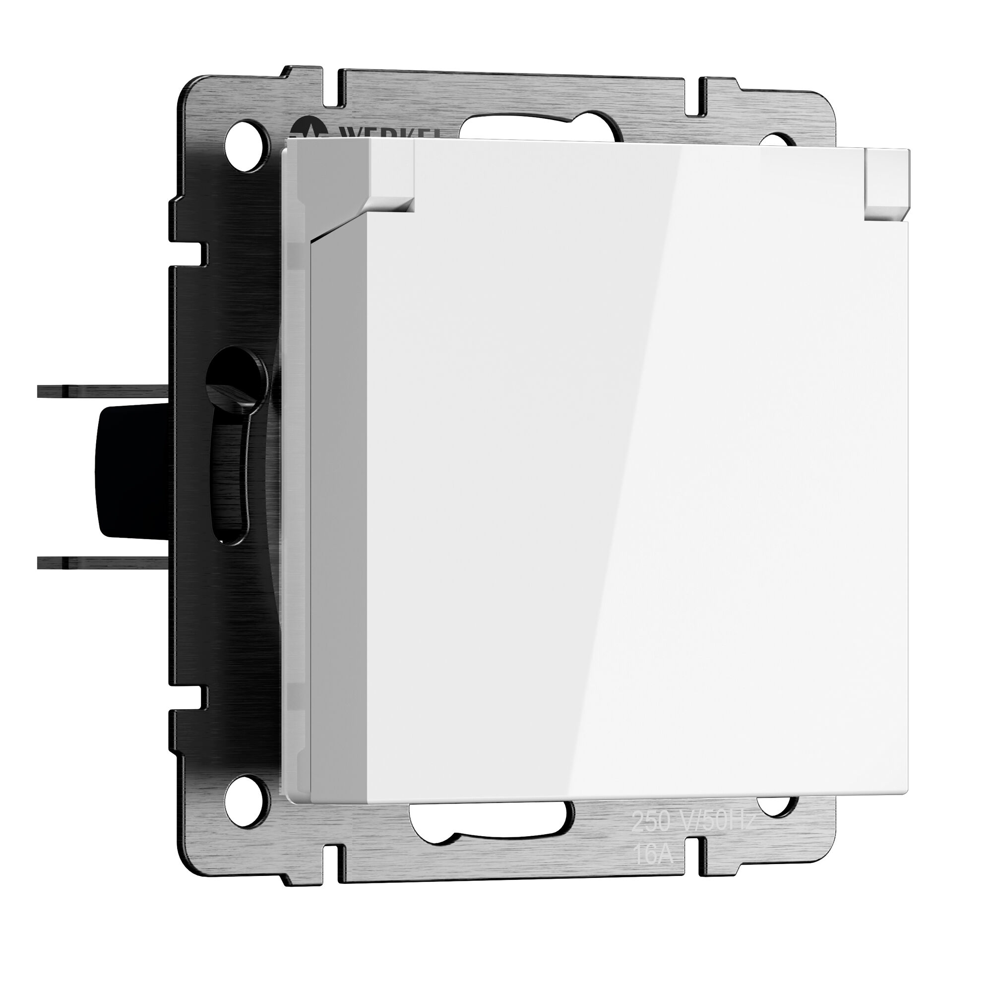 Розетка влагозащ. с зазем. с защит. крышкой и шторками N (белый глянцевый) Werkel