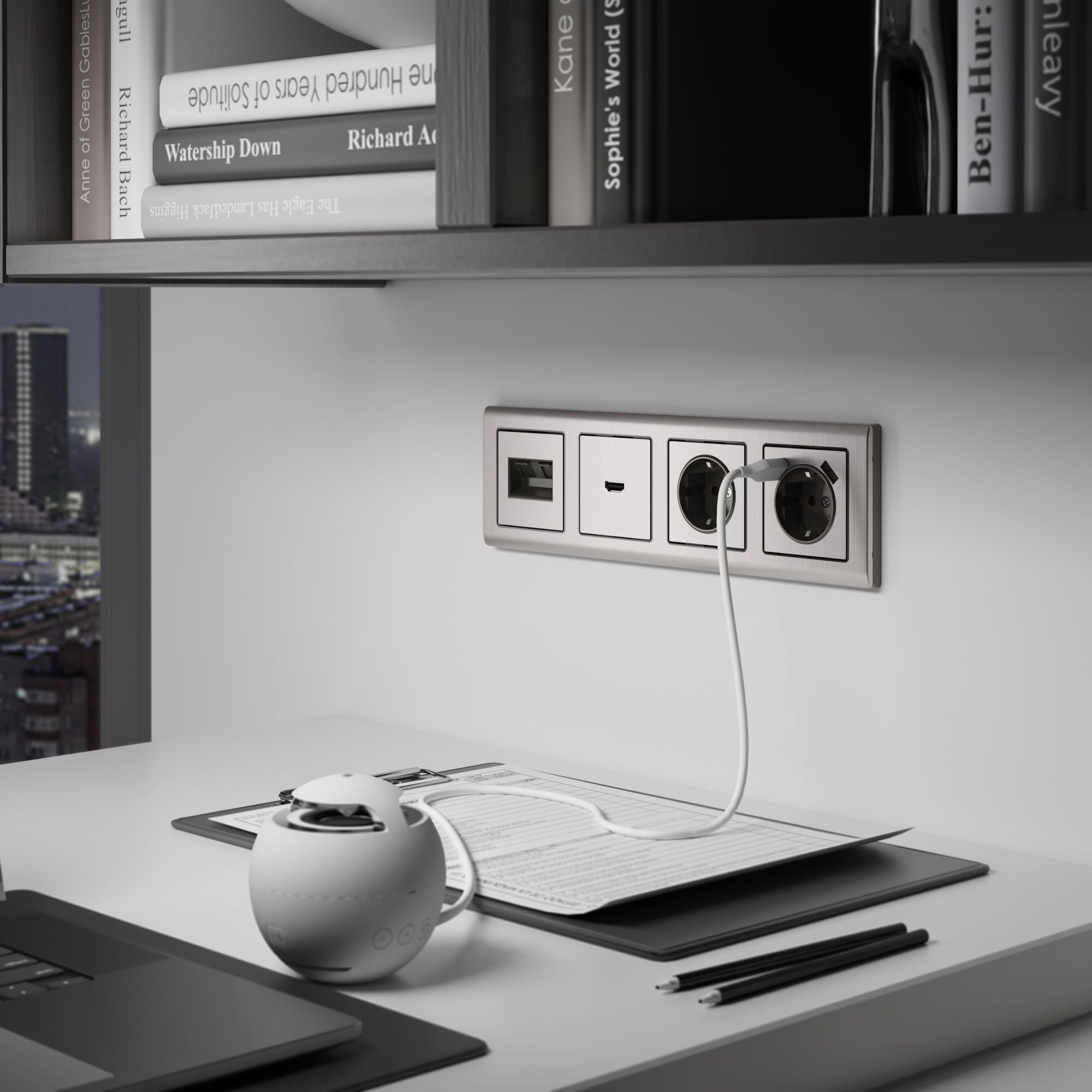 Рамка на 4 поста Metallic (глянцевый никель) Werkel