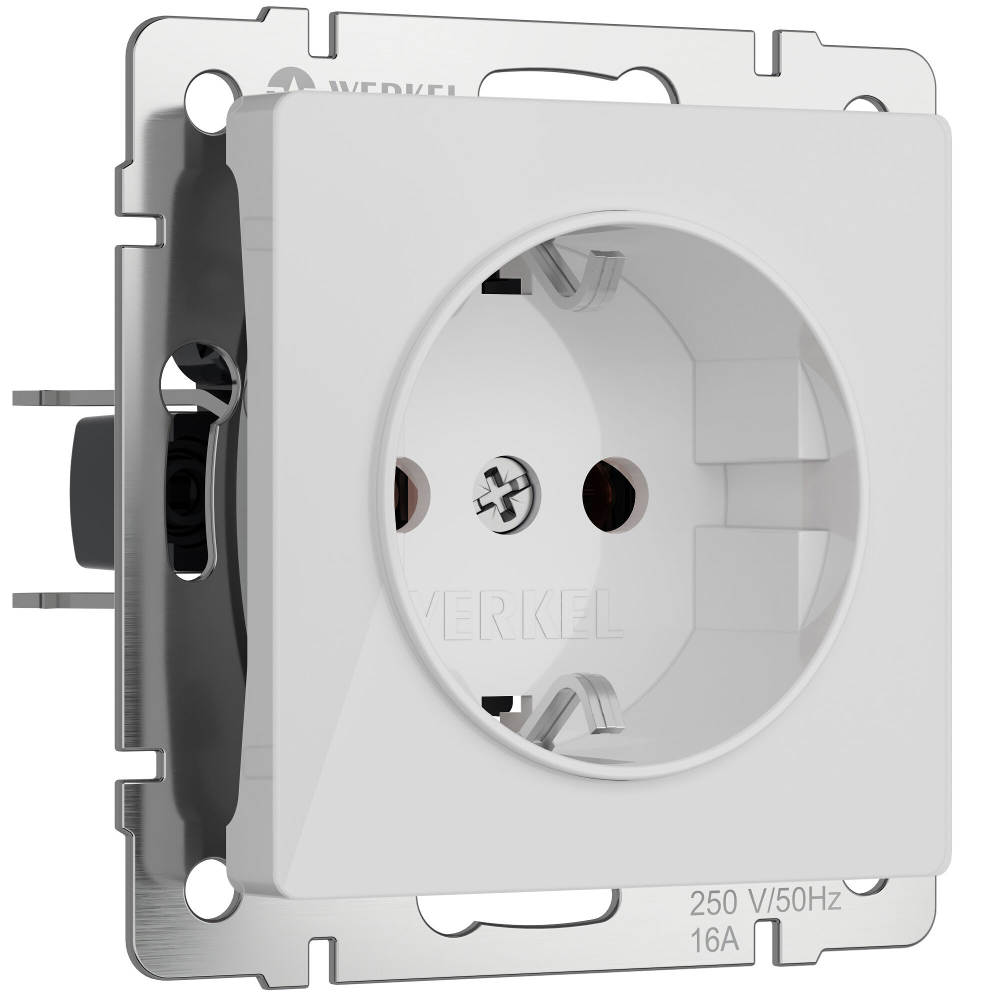 Розетка с заземлением (белый акрил) Werkel