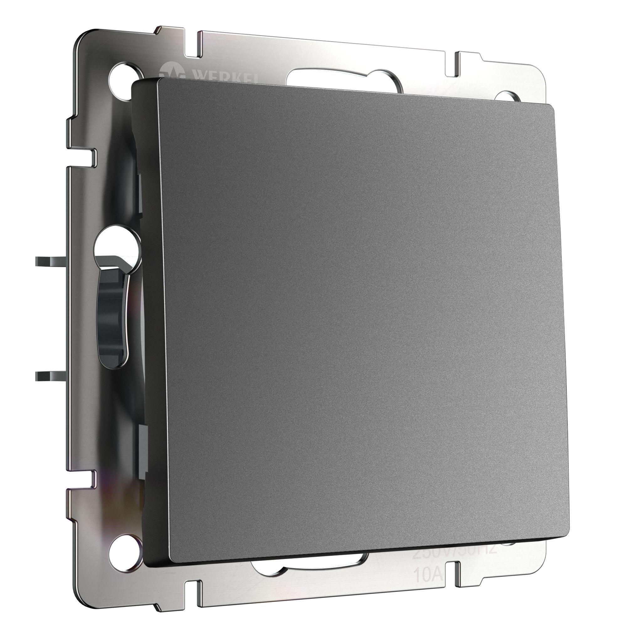 Выключатель одноклавишный проходной (графит матовый) Werkel