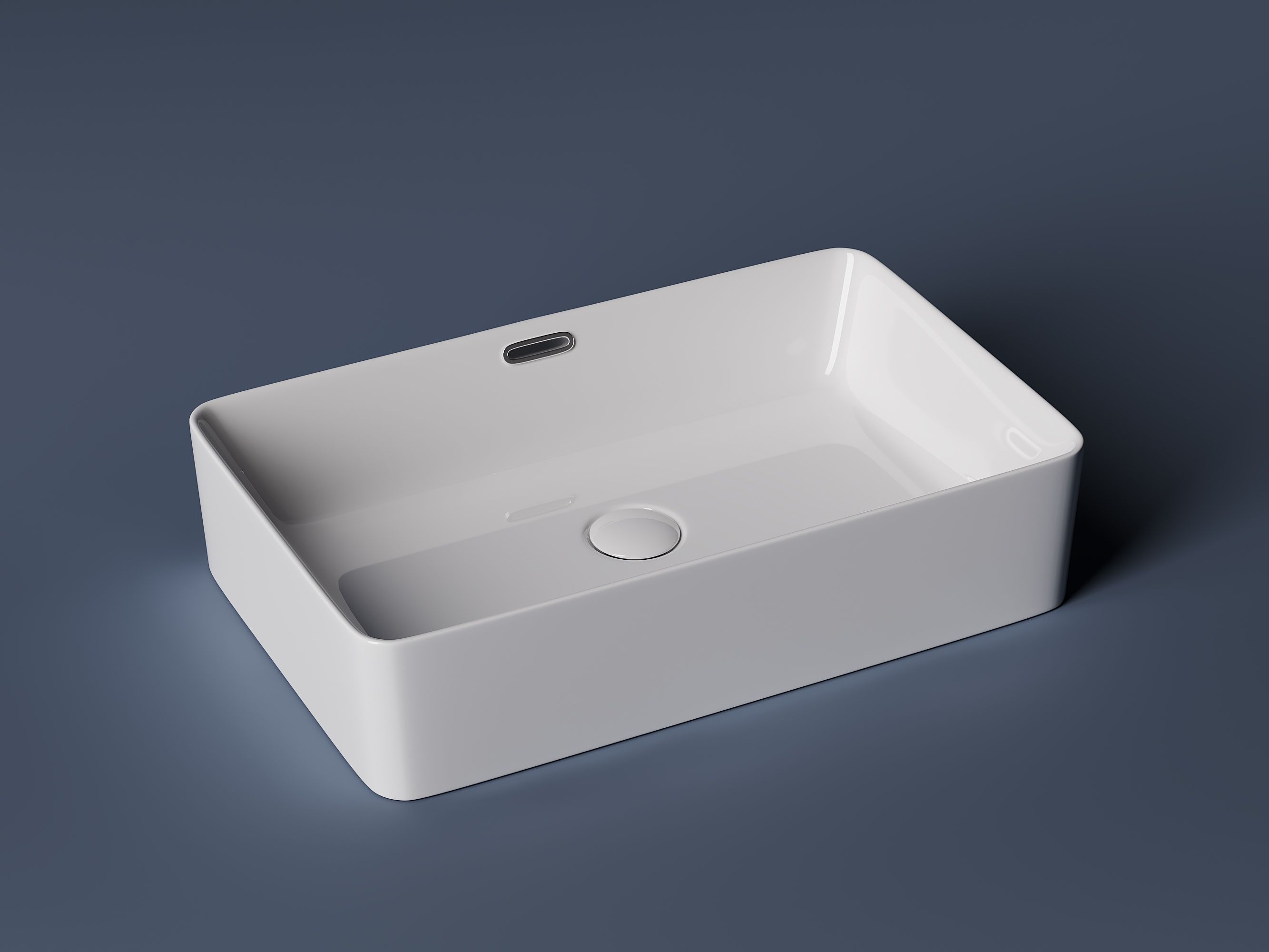 Умывальник чаша накладная прямоугольная со сливом переливом CN5025