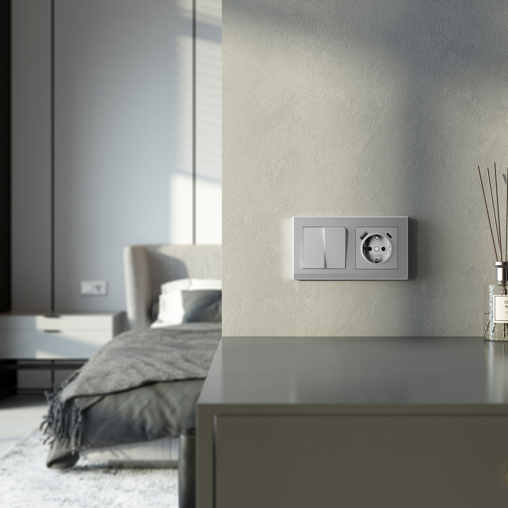 Рамка на 2 поста Stark (серебряный матовый) Werkel