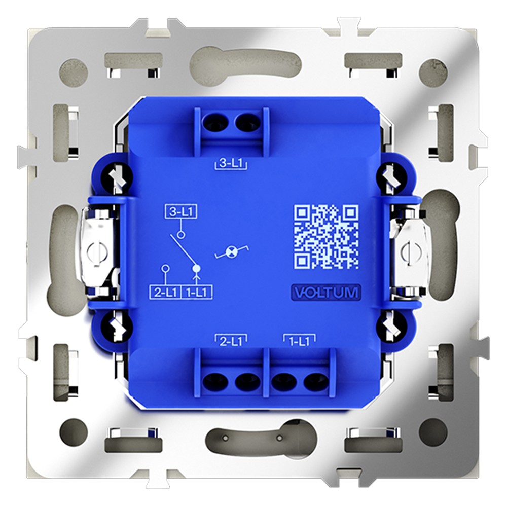 Проходной переключатель встраиваемый VOLTUM S70 одноклавишный с подсветкой 10А, (сталь)