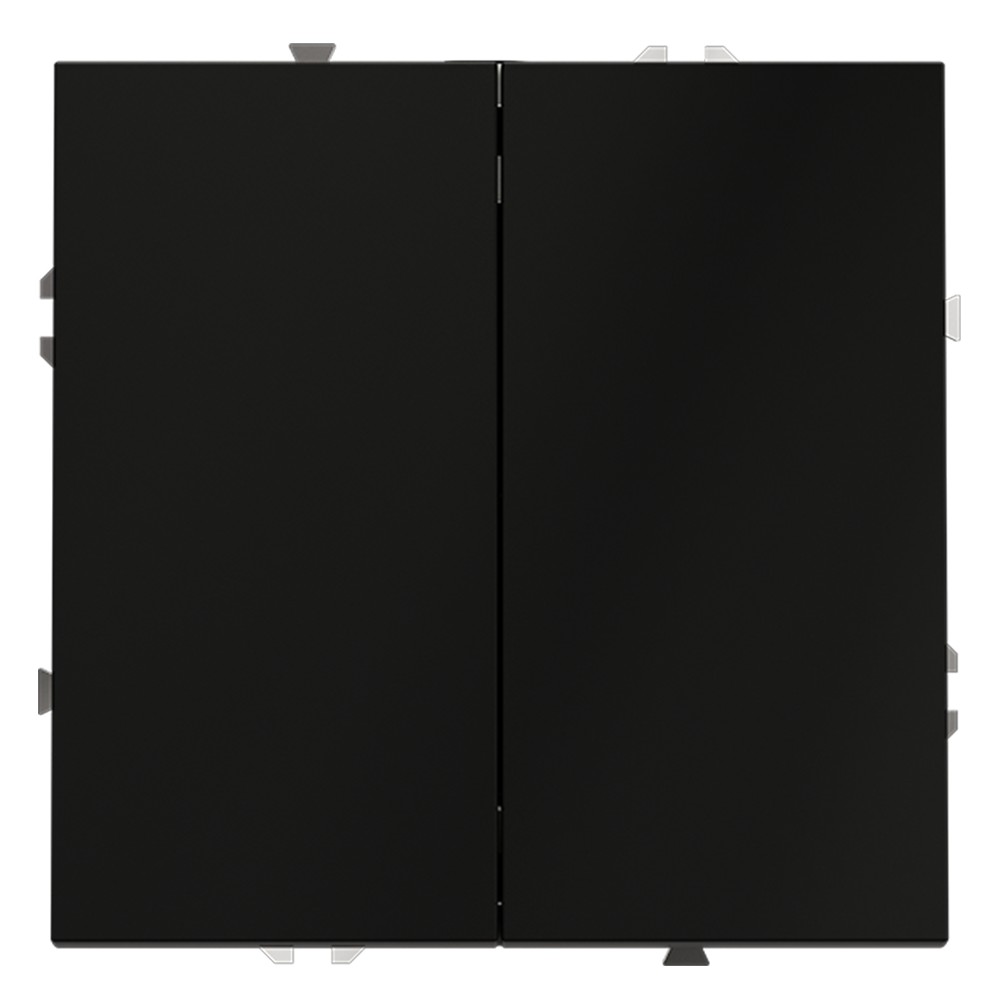 Выключатель с самовозвратом встраиваемый VOLTUM S70 двухклавишный 10А, (черный матовый)