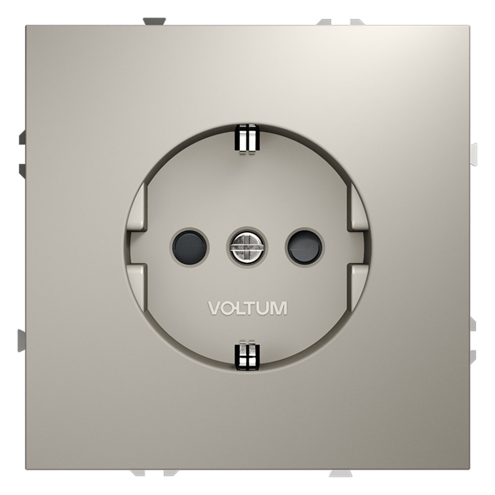 Розетка встраиваемая VOLTUM S70 с заземлением и защитными шторками, 16А, (кашемир)
