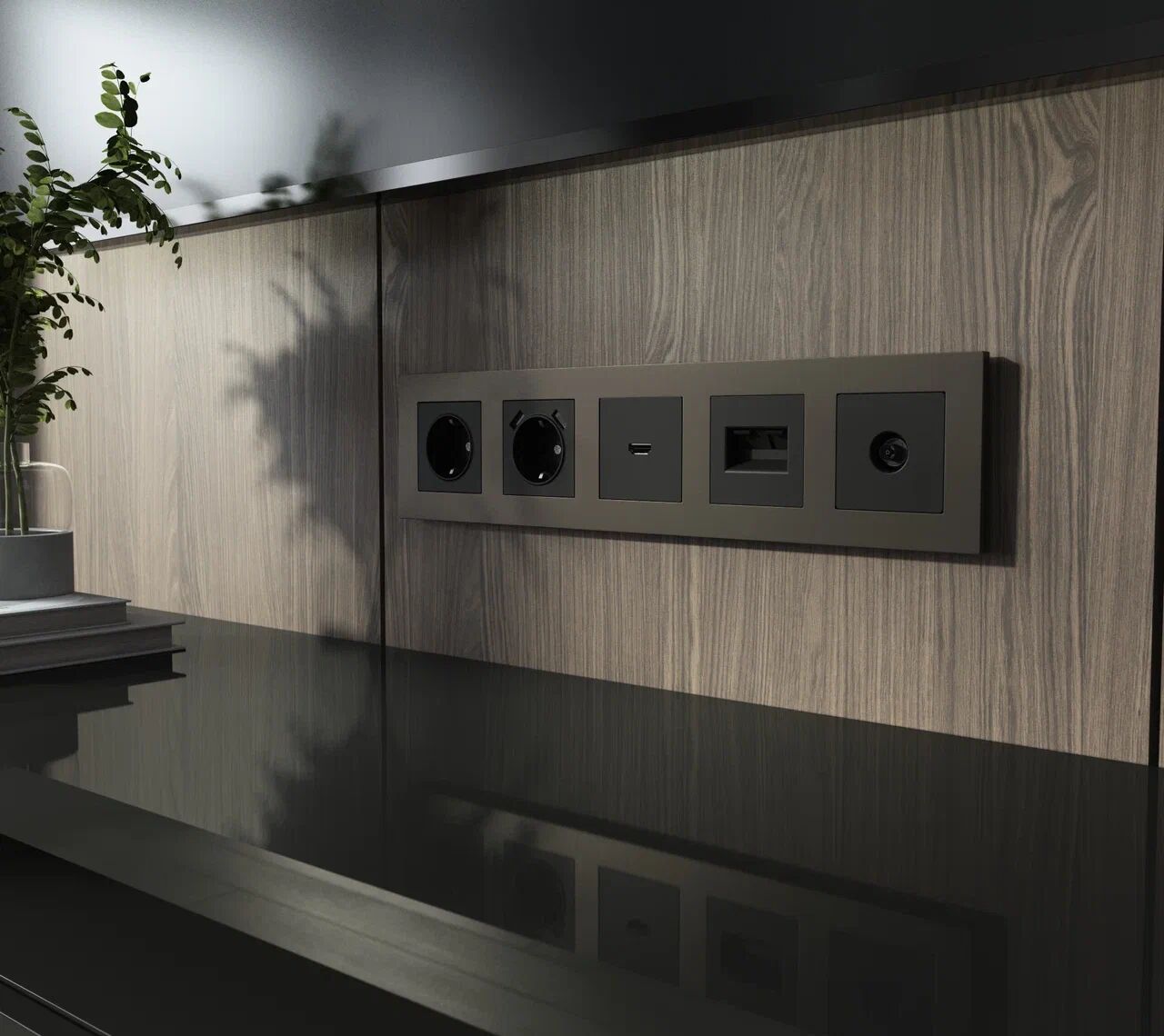 Рамка на 5 постов Slab (бронза софт) Werkel