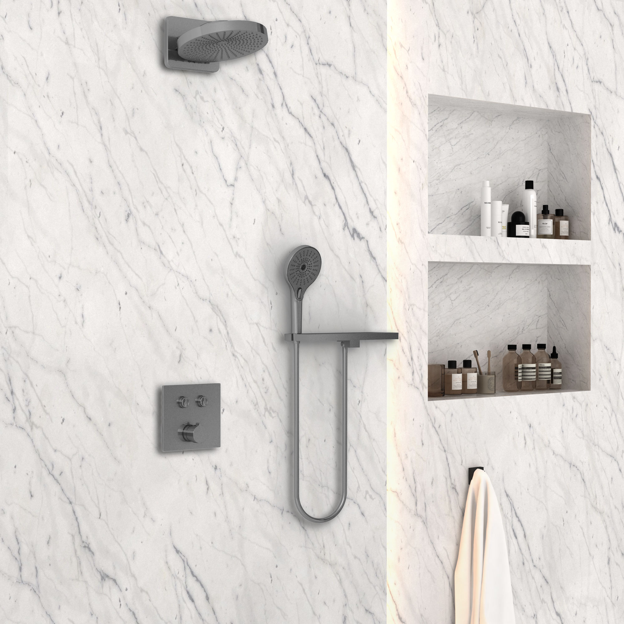 Душевая система Vincea VSFW-4I211RGM встраиваемая в стену цвет вороненая сталь