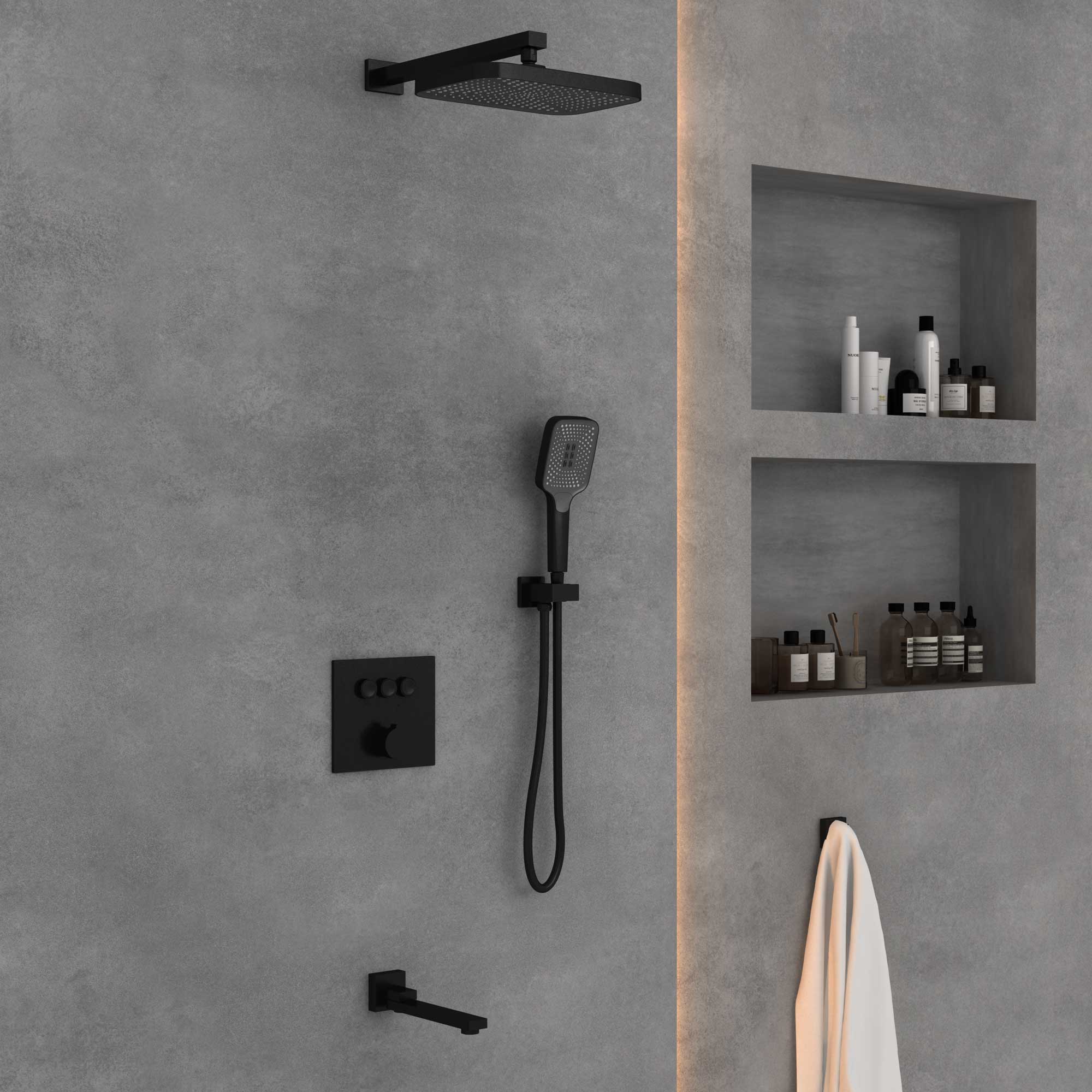 Душевая система Vincea VSFW-4311MB встраиваемая в стену цвет черный матовый