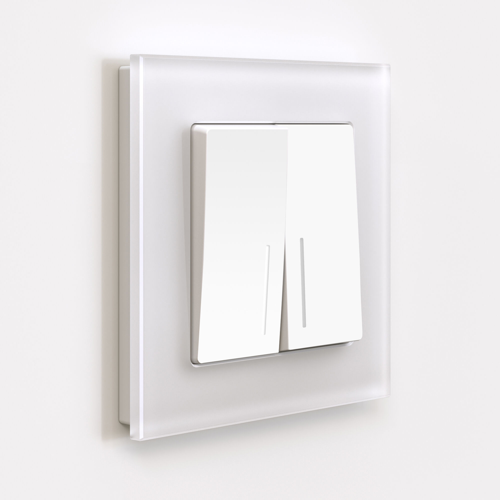 Выключатель двухклавишный с подсветкой (белый матовый) Werkel