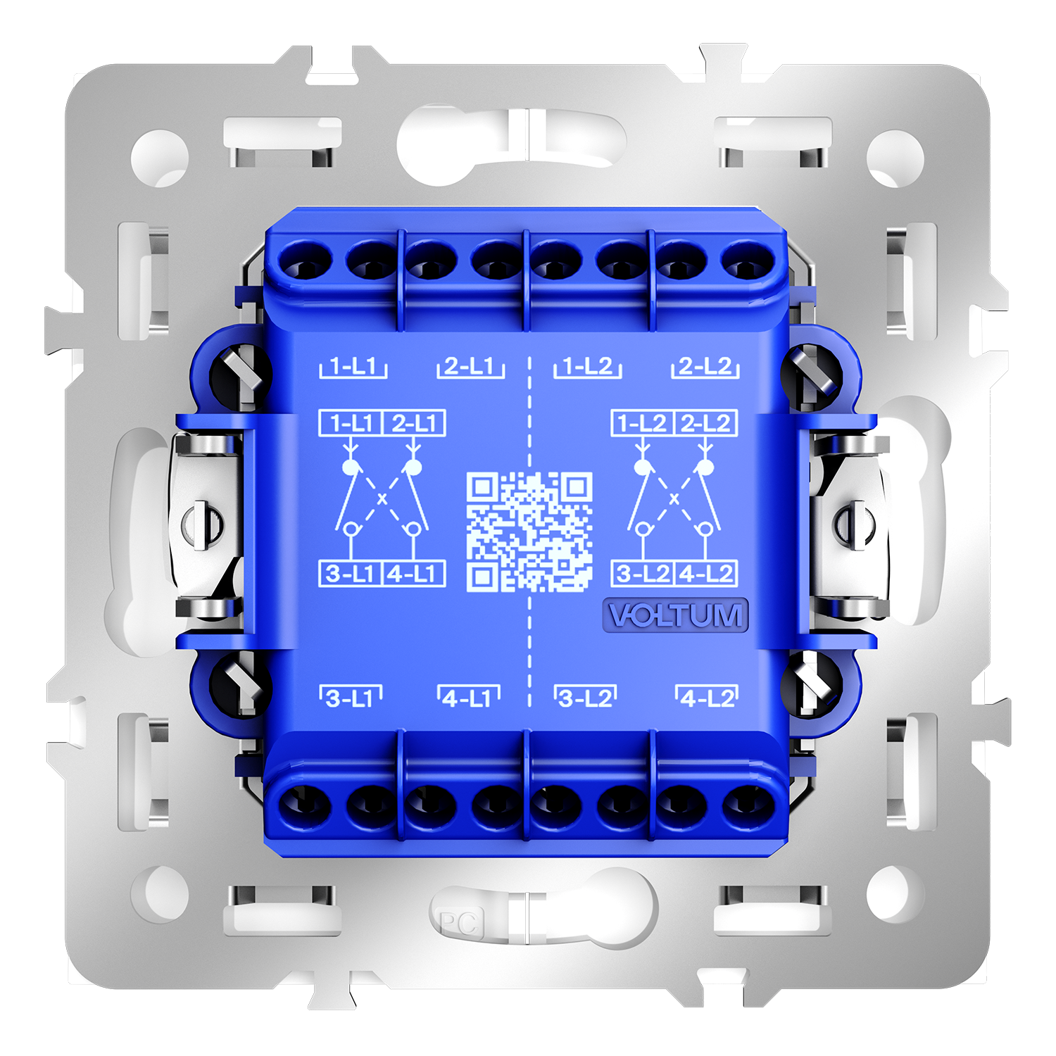 Перекрестный переключатель встраиваемый VOLTUM S70 двухклавишный 10А, (белый глянцевый)