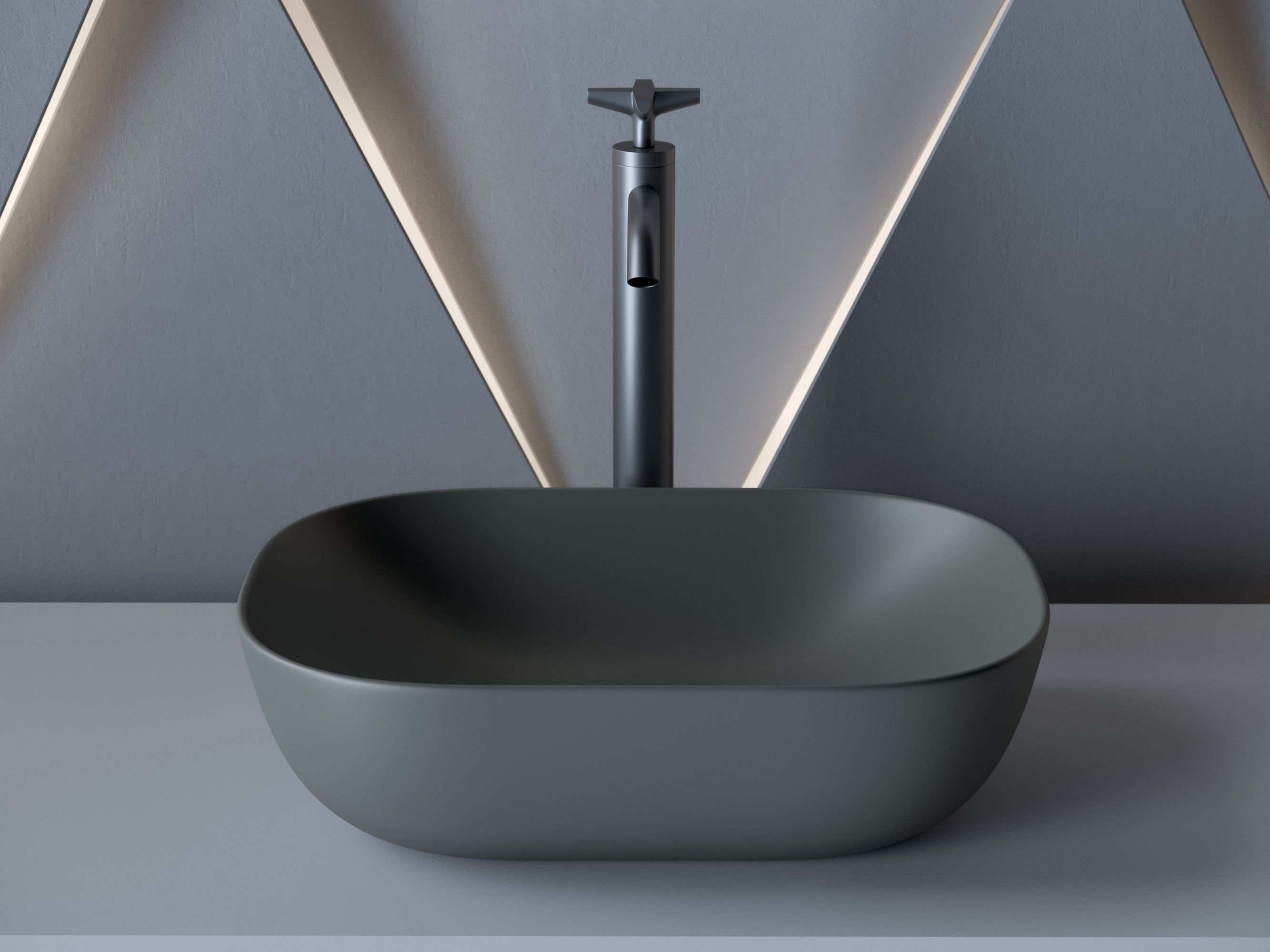 Умывальник чаша накладная прямоугольная CN6009MDH