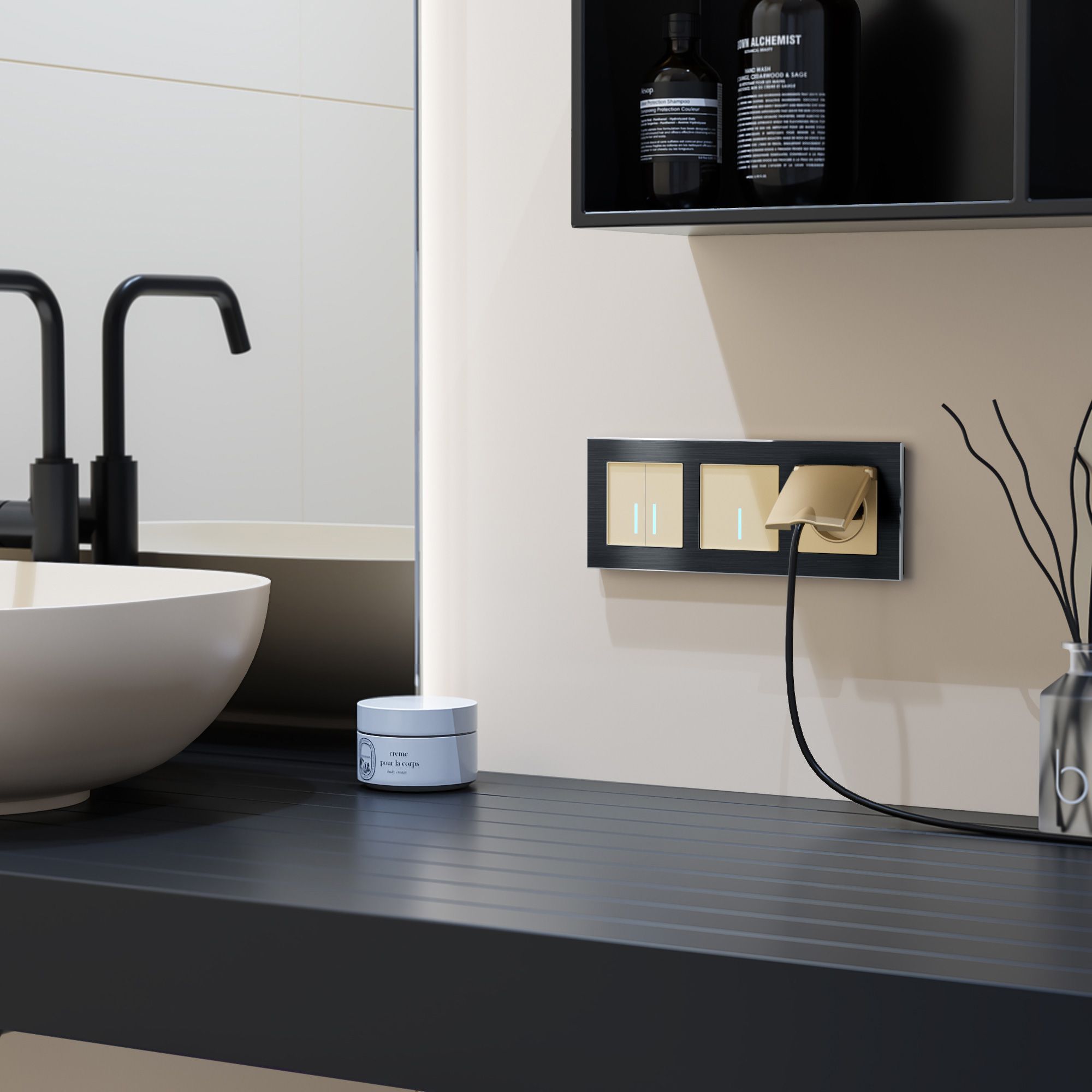 Рамка на 3 поста (черный алюминий) Werkel