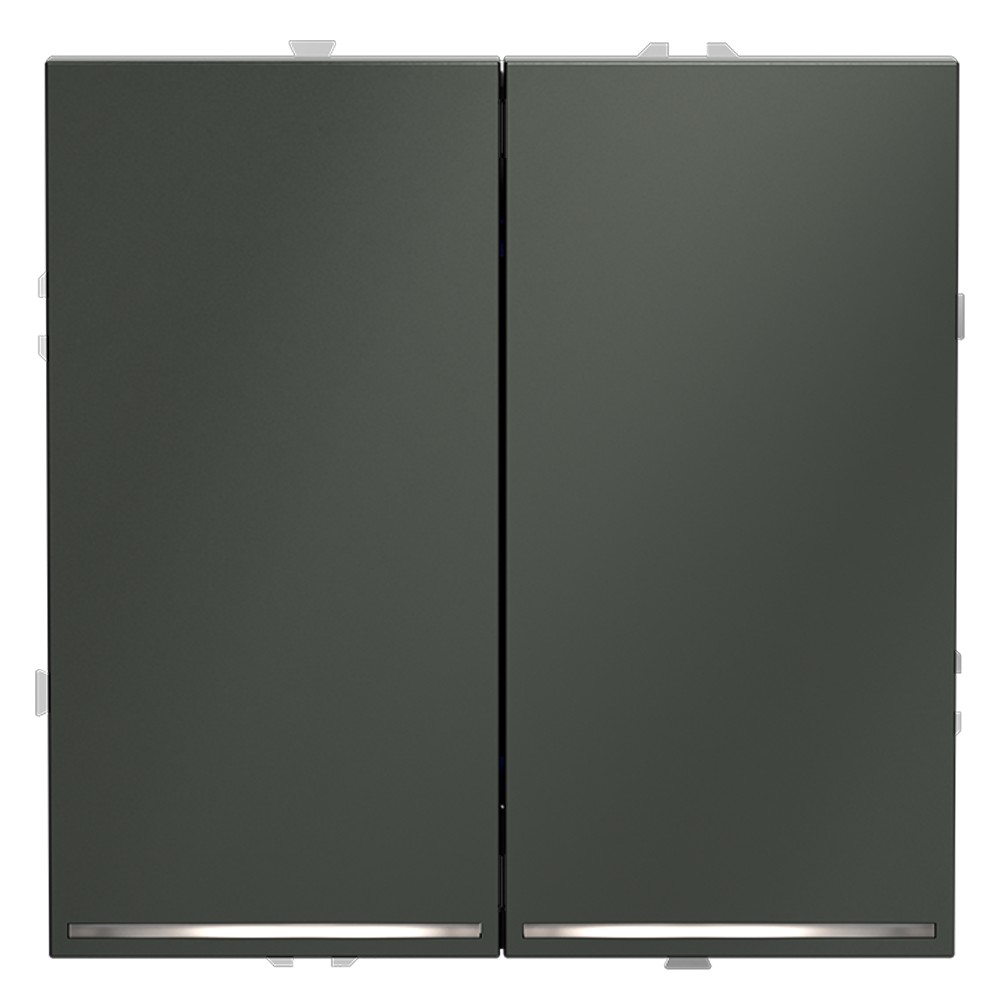 Выключатель встраиваемый VOLTUM S70 двухклавишный с подсветкой 10А, (титан)