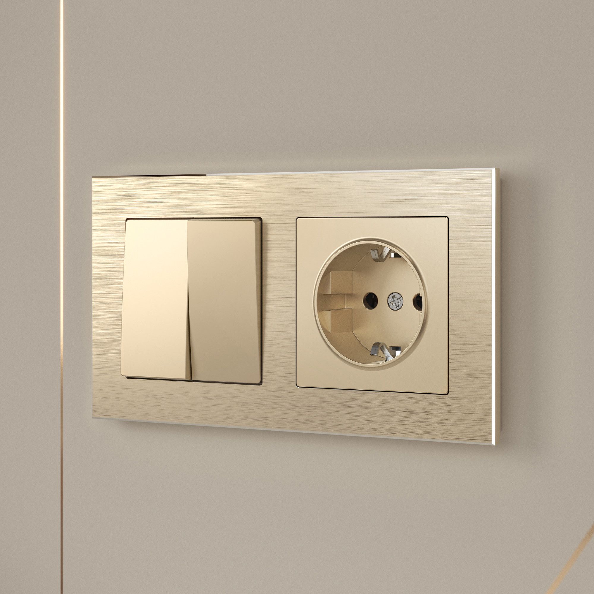 Розетка с заземлением (шампань) Werkel