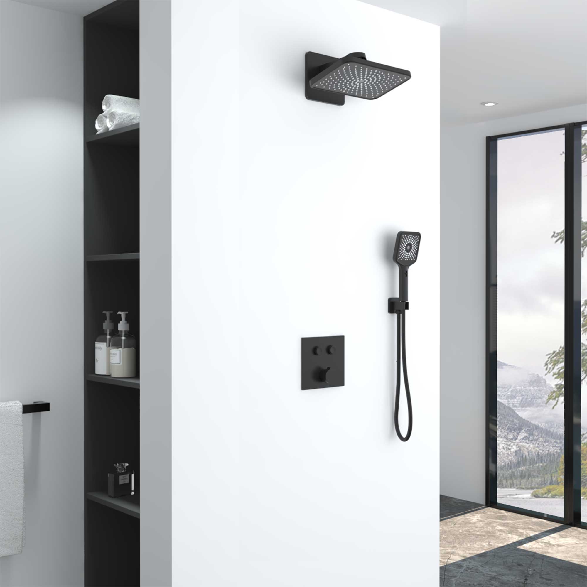 Душевая система Vincea VSFW-421I4MB встраиваемая в стену цвет черный матовый