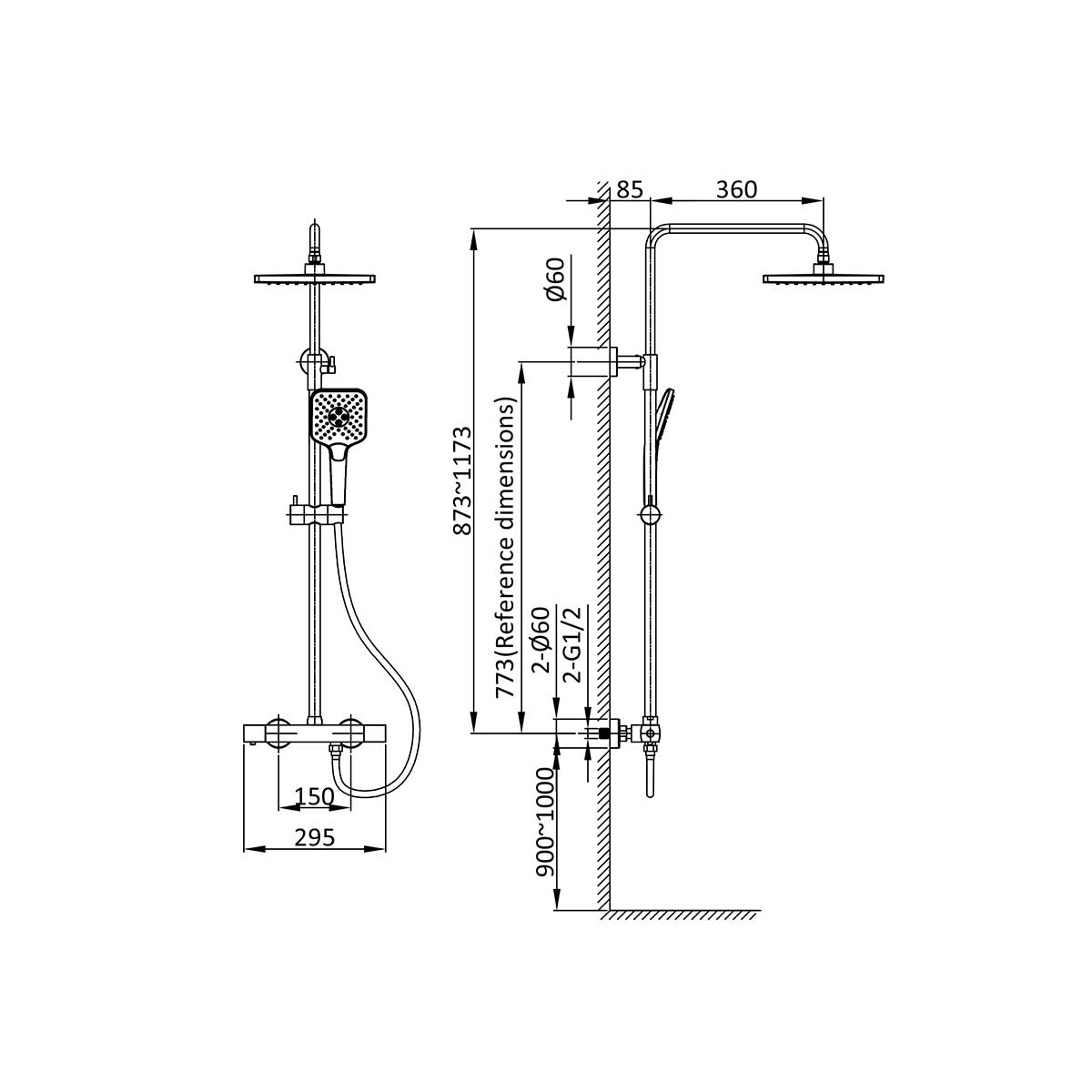 Душевая стойка Vincea Next VSFS-1N0TCH настенная цвет хром