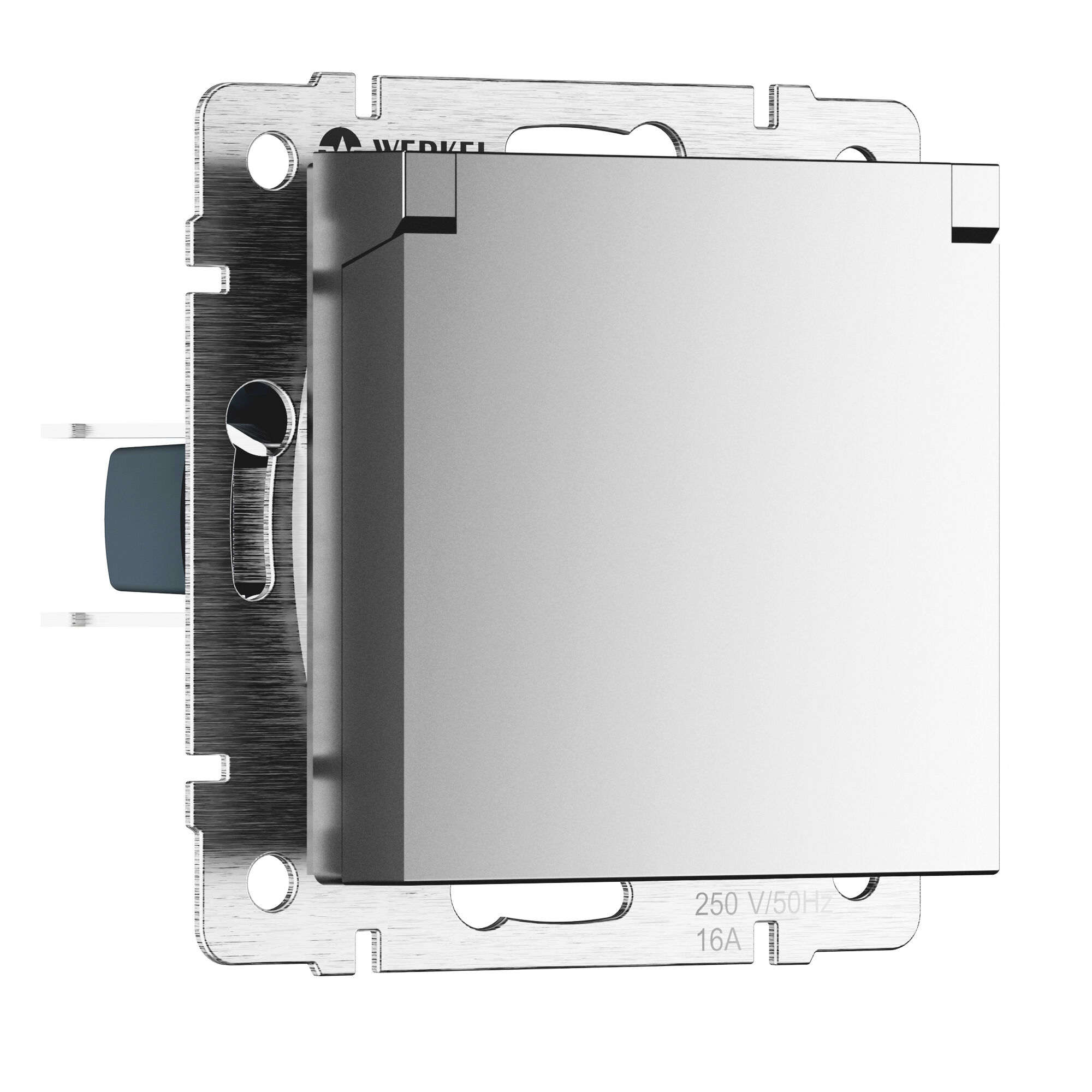 Розетка влагозащ. с зазем. с защит. крышкой и шторками N (серебряный матовый) Werkel