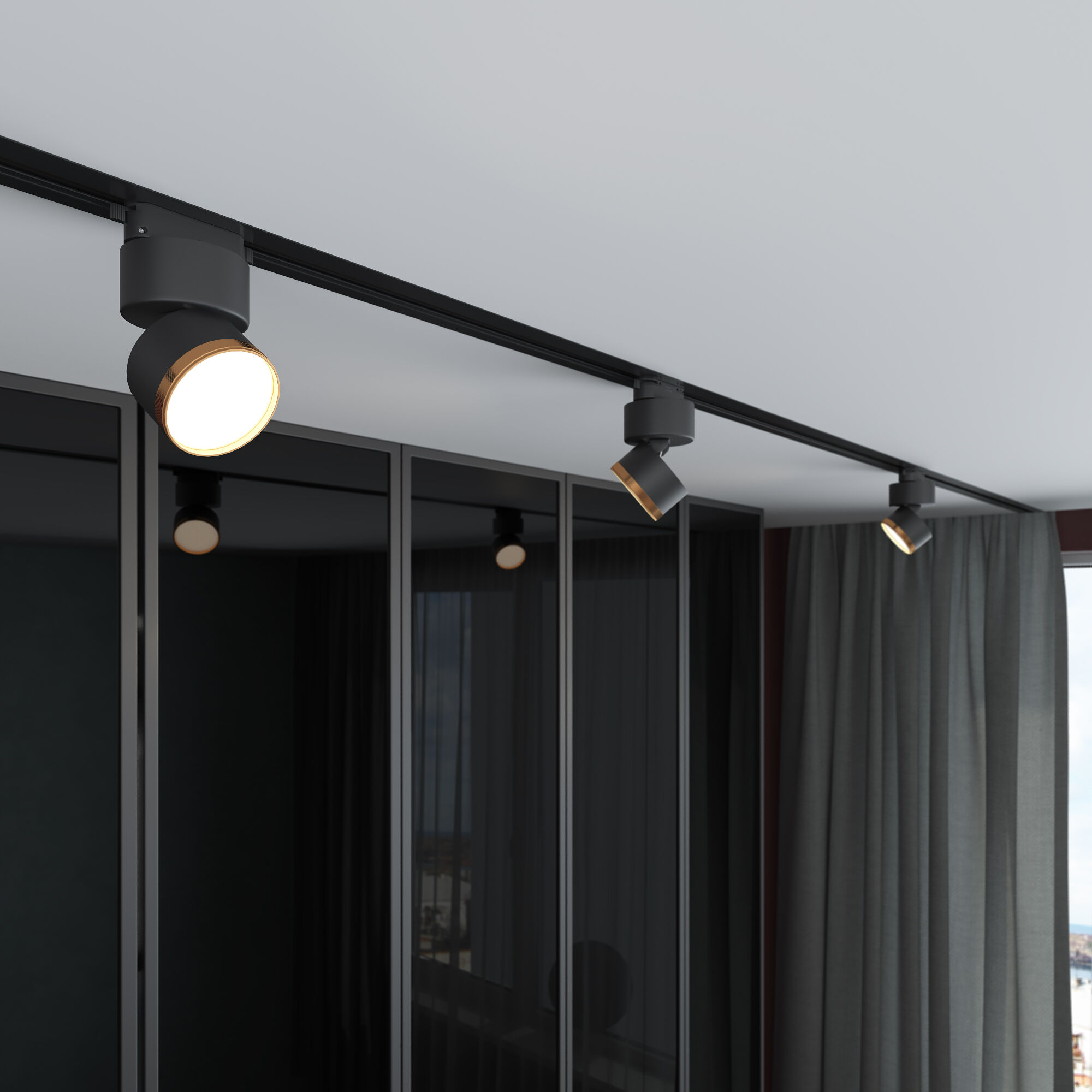 Basic System Трековый поворотный светильник 10W 4200K Impact чёрный матовый/золото