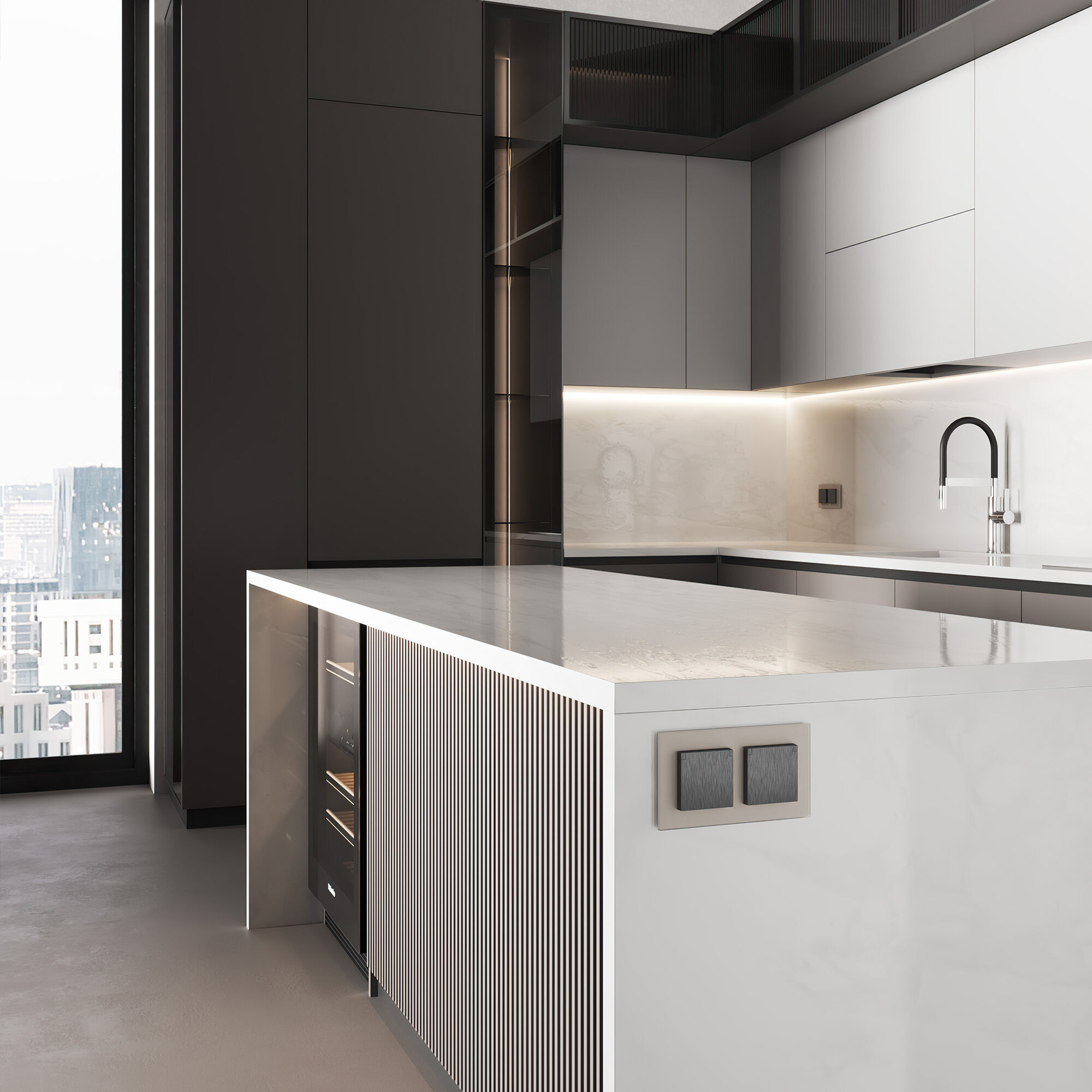 Розетка влагозащ. с зазем. с защит. крышкой и шторками N (графит рифленый) Werkel