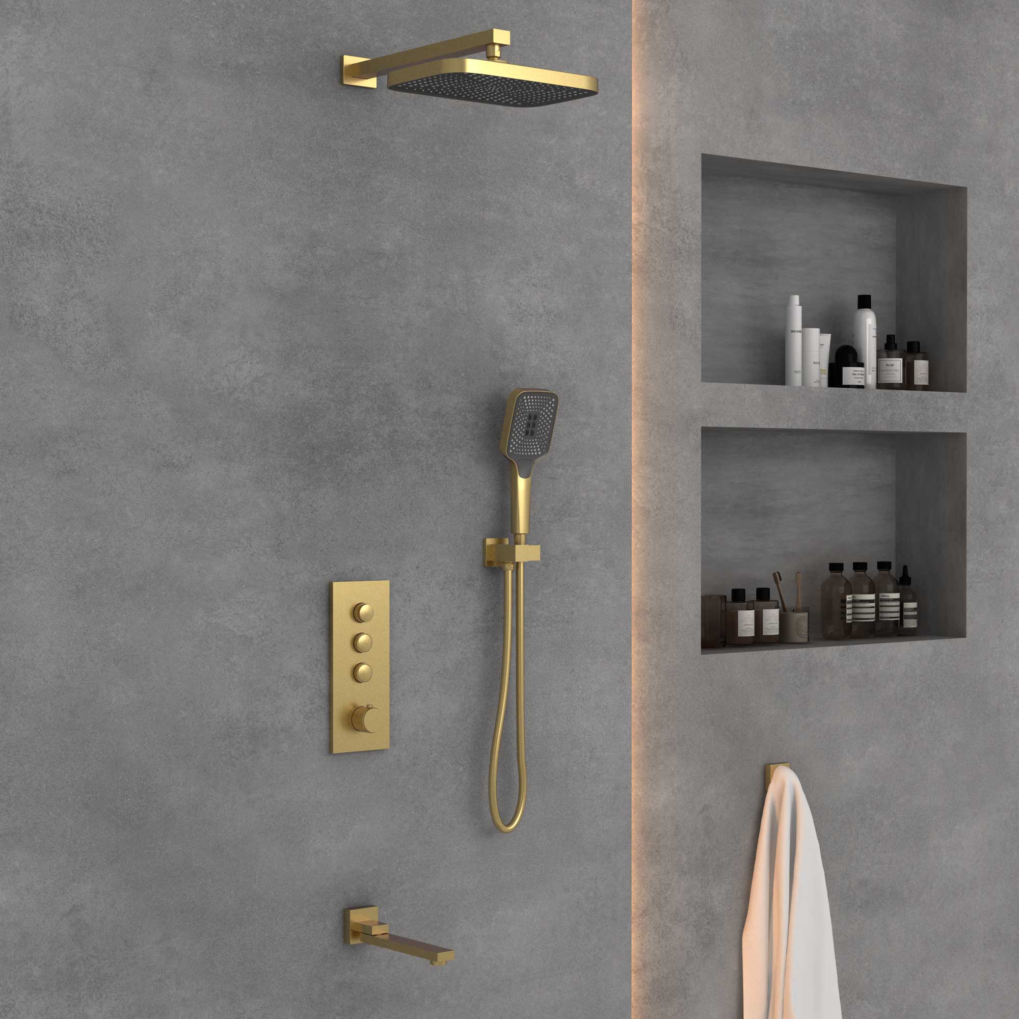 Душевая система Vincea VSFW-433T1BG встраиваемая в стену цвет брашированное золото