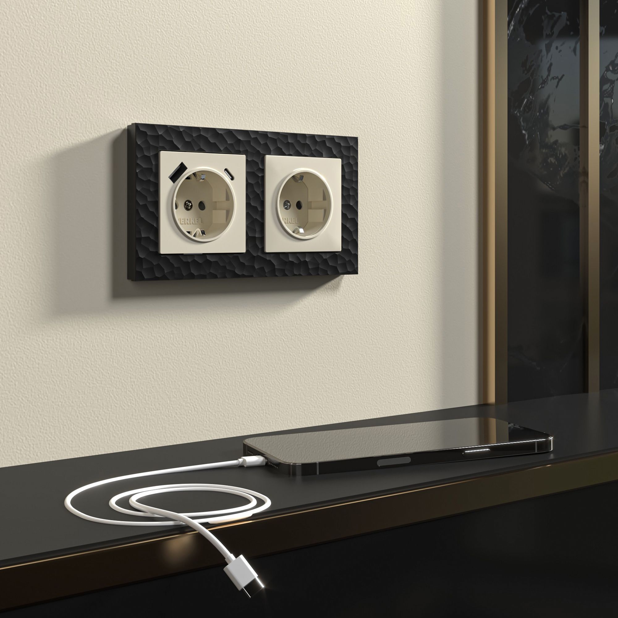Розетка с быстрой зарядкой USB Type A+С (слоновая кость) Werkel
