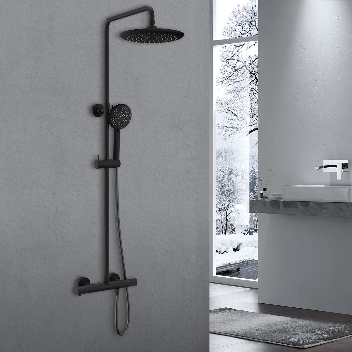 Душевая стойка Vincea Desire VSFS-1D0TMB настенная цвет черный