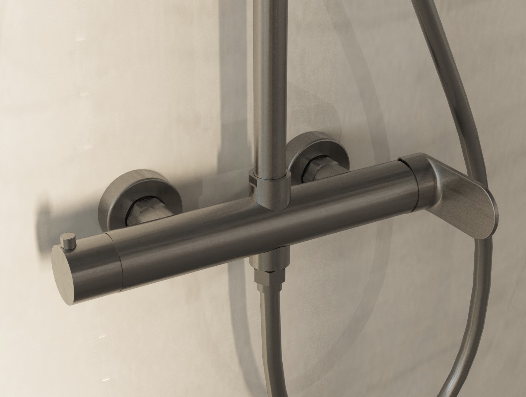 Душевая стойка Vincea Rondo VSFS-1R0GM настенная цвет вороненая сталь