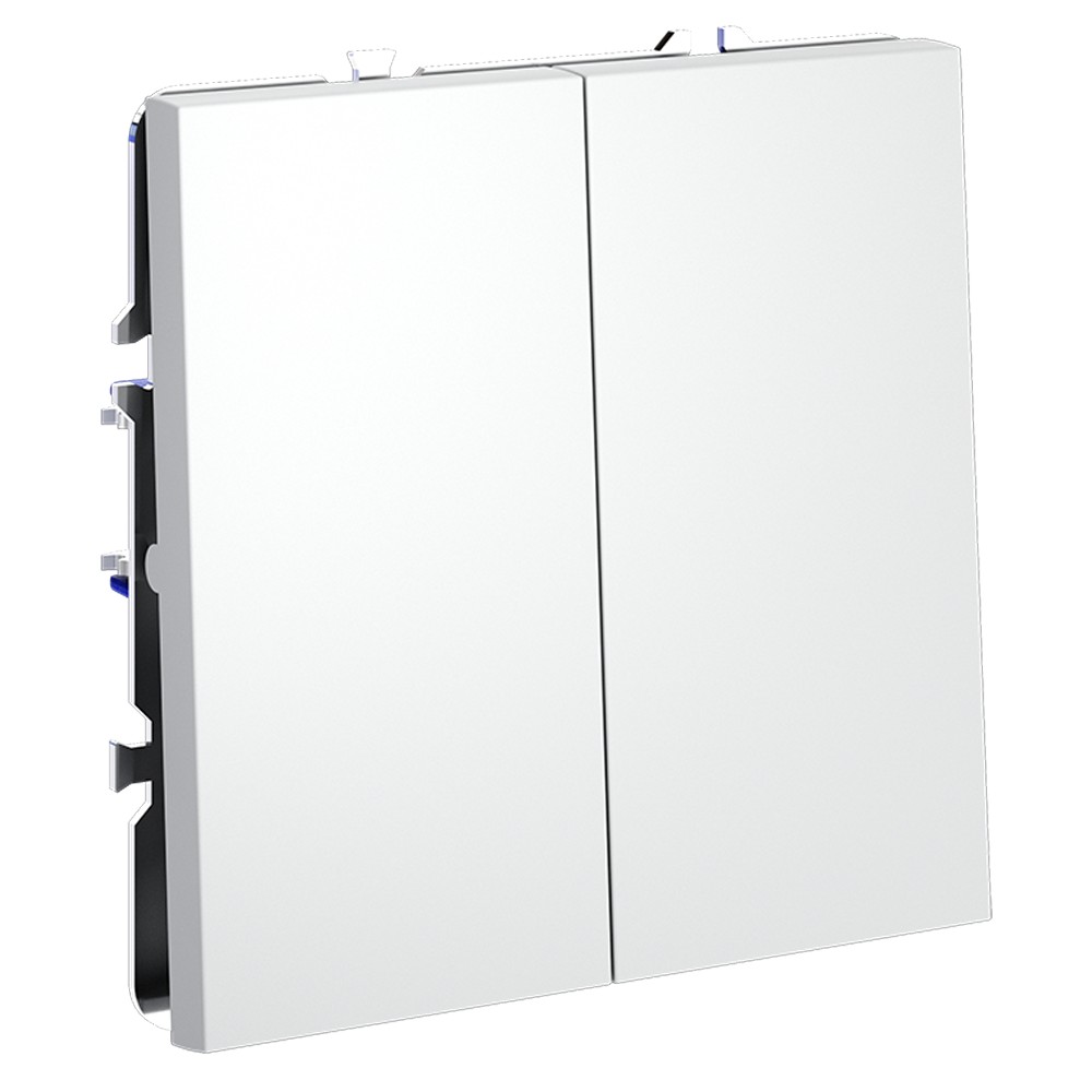 Выключатель с самовозвратом встраиваемый VOLTUM S70 двухклавишный 10А, (белый матовый)