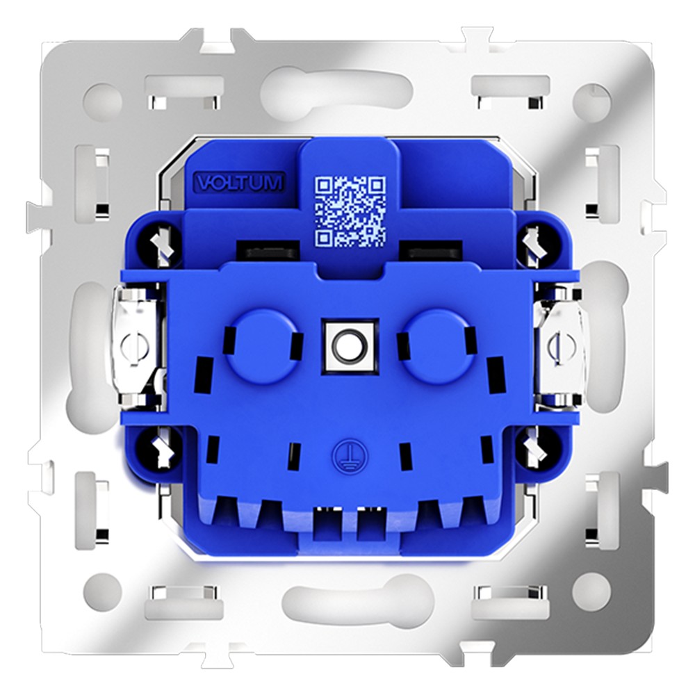 Розетка встраиваемая VOLTUM S70 с заземлением и защитными шторками, 16А, (белый глянцевый)