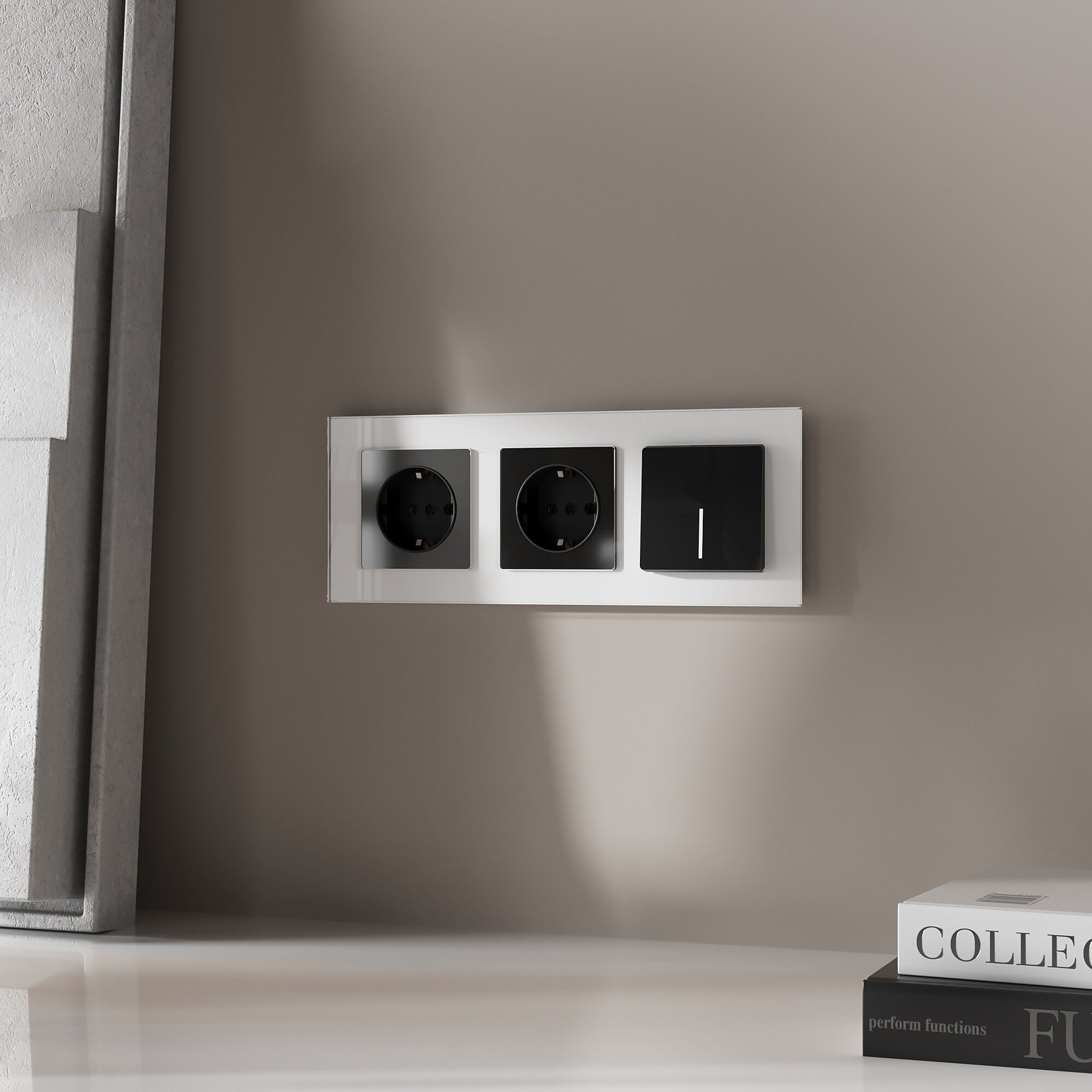 Выключатель одноклавишный с подсветкой (черный акрил) Werkel