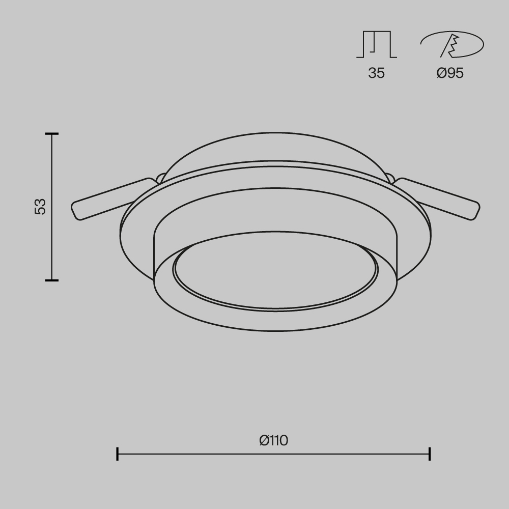 Встраиваемый светильник Maytoni Hoop GX53 1x12Вт DL086-GX53-RD-WS