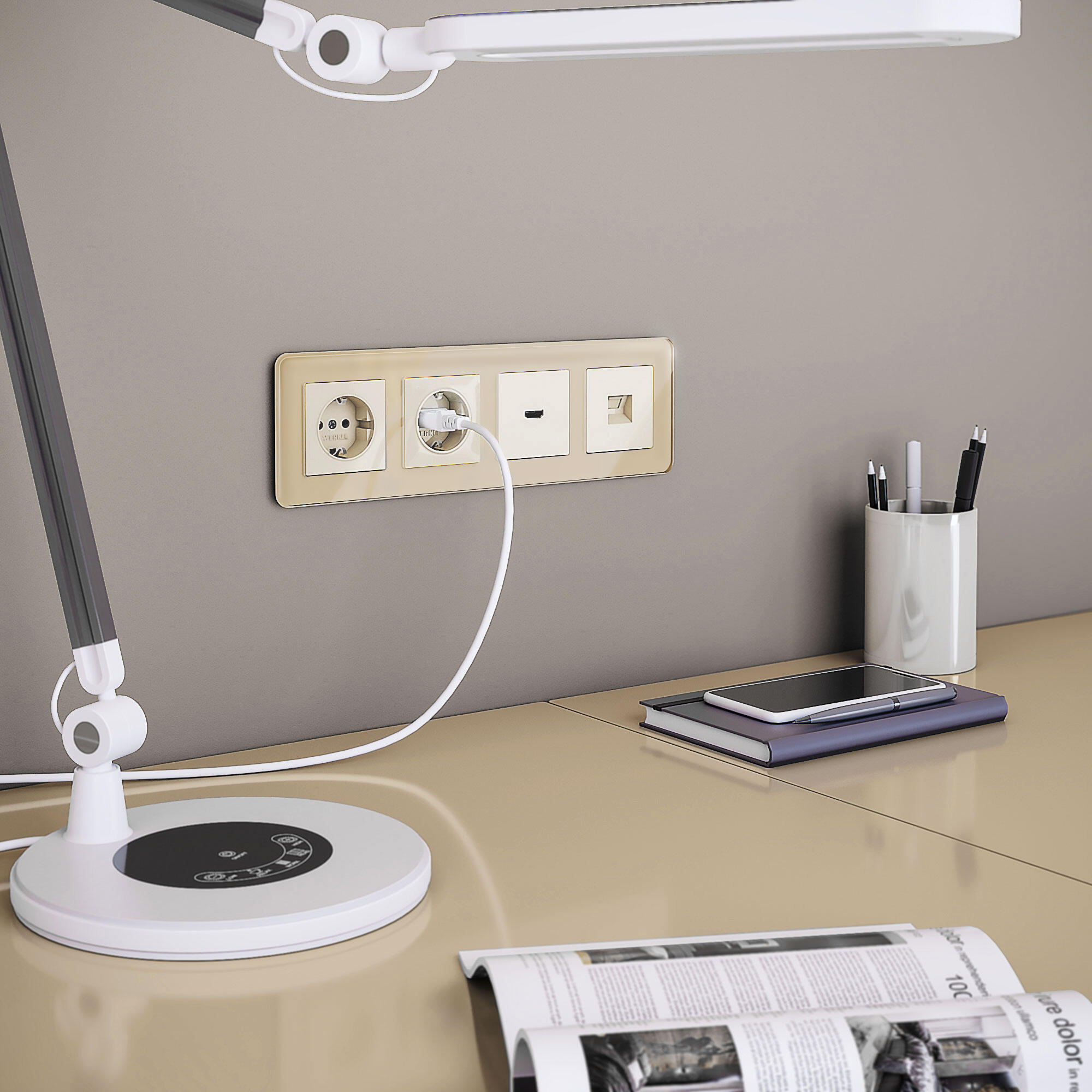 Рамка из стекла на 4 поста Elite айвори Werkel