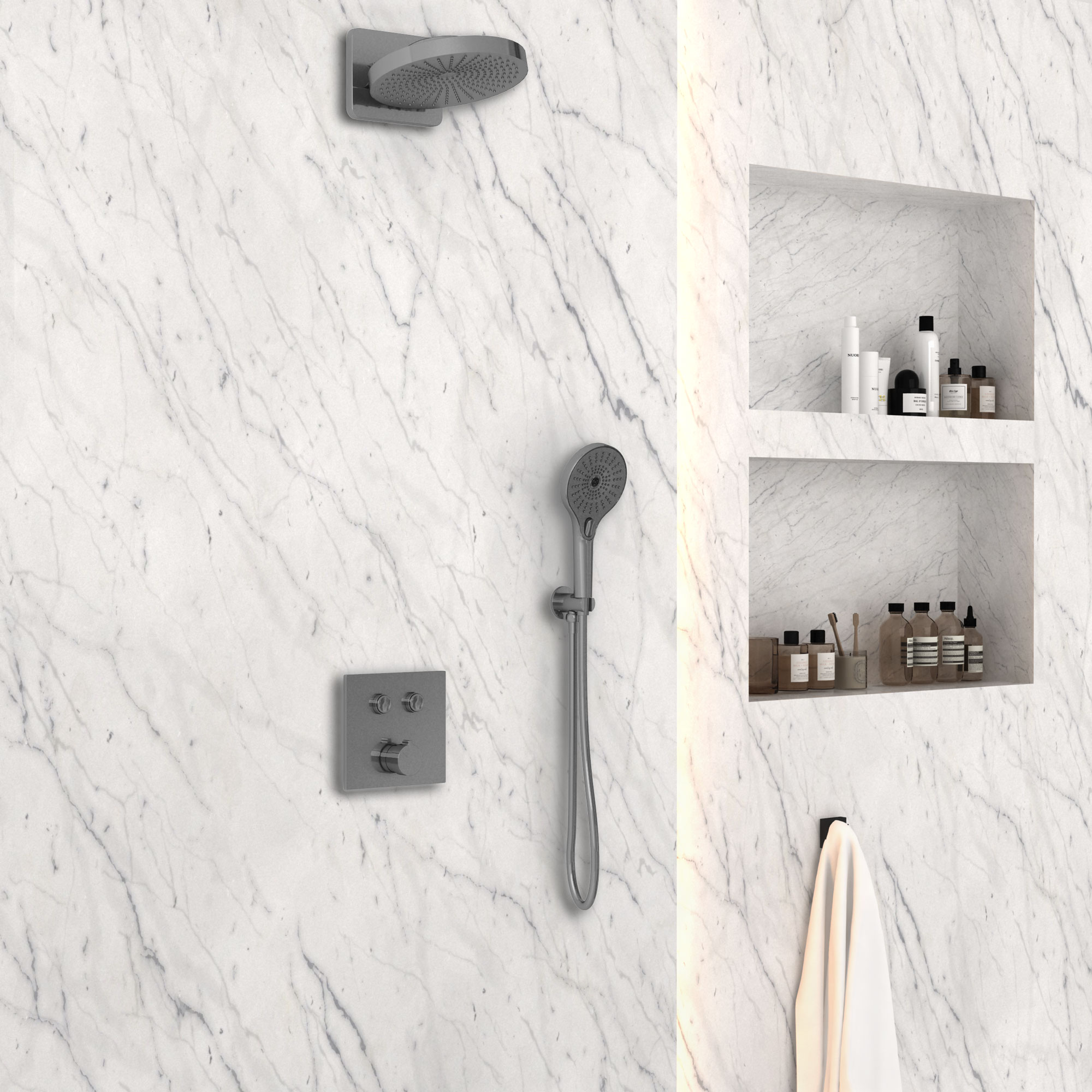 Душевая система Vincea VSFW-4I211GM встраиваемая в стену цвет вороненая сталь