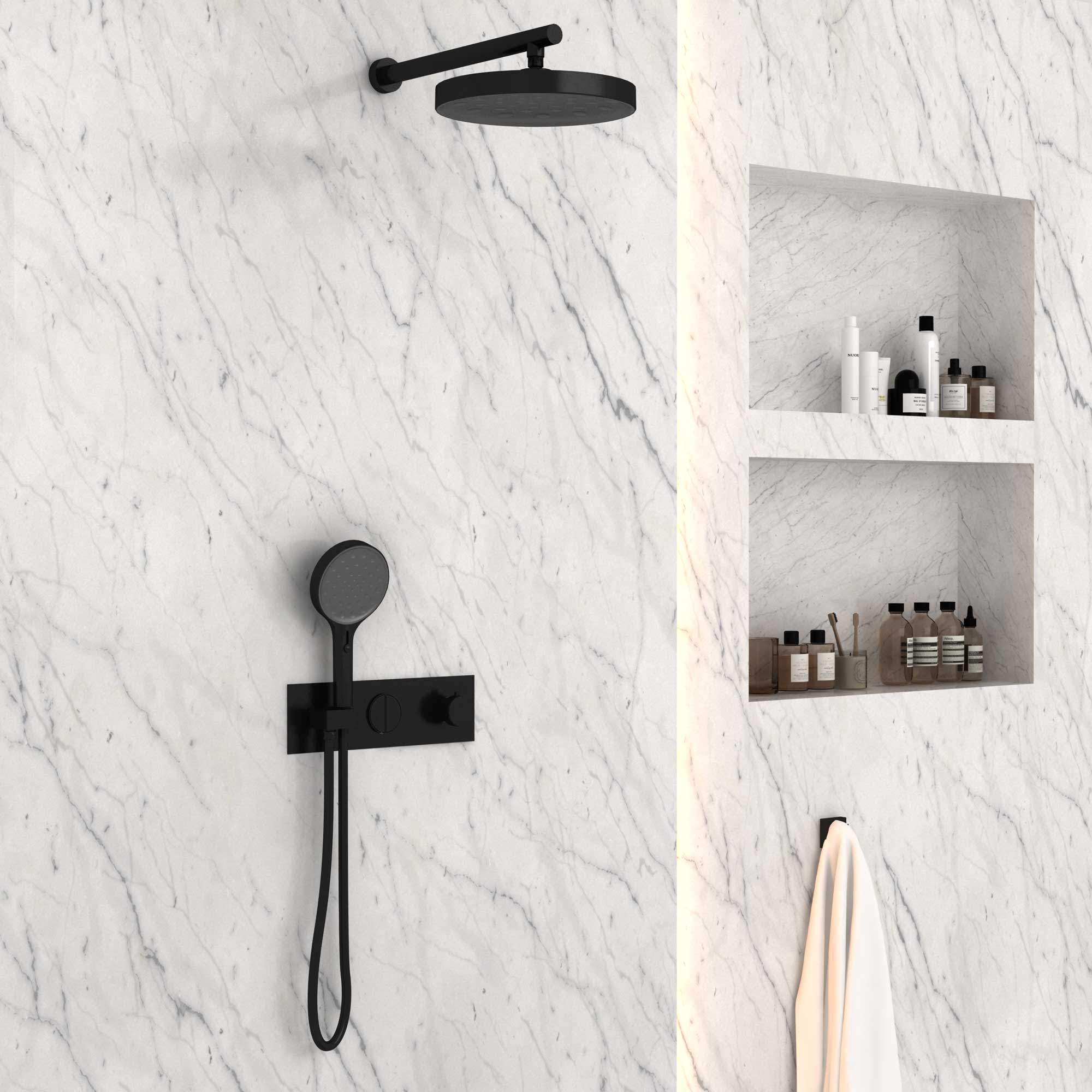 Душевая система Vincea VSFW-422TI2MB встраиваемая в стену цвет черный матовый