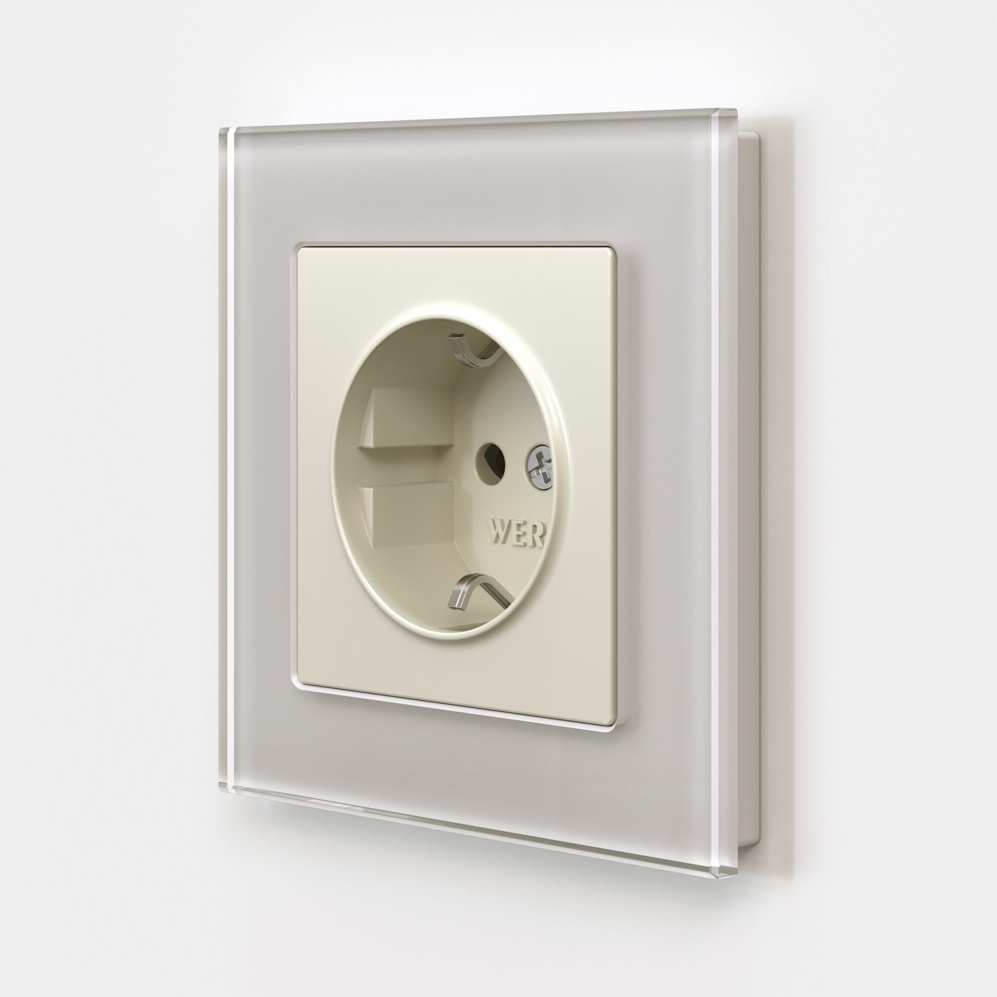 Розетка с заземлением и шторками (айвори матовый) Werkel