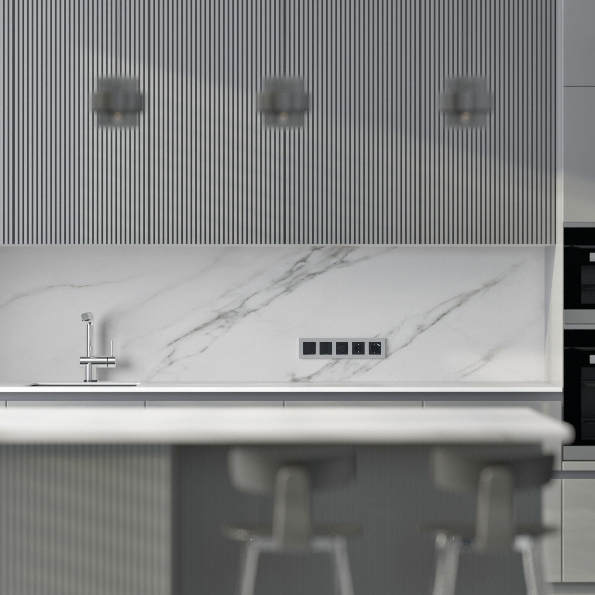 Рамка на 5 постов Slab (серебро софт) Werkel