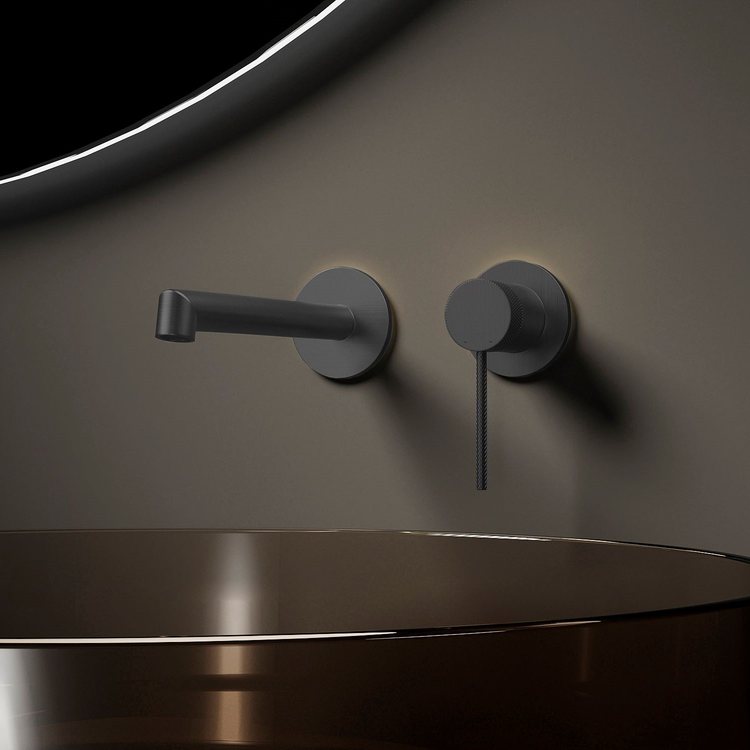 Смеситель Vincea Rim VBFW-2RM1GM встраиваемый в стену вороненая сталь