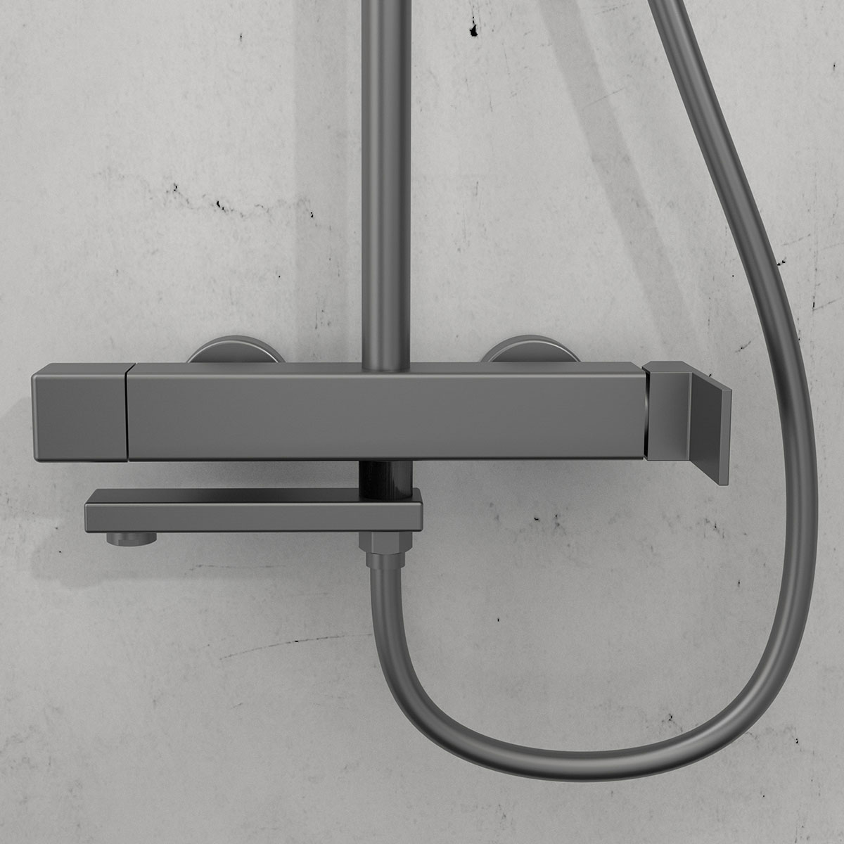 Душевая стойка Vincea Cube VSFS-1C1GM настенная цвет вороненая сталь